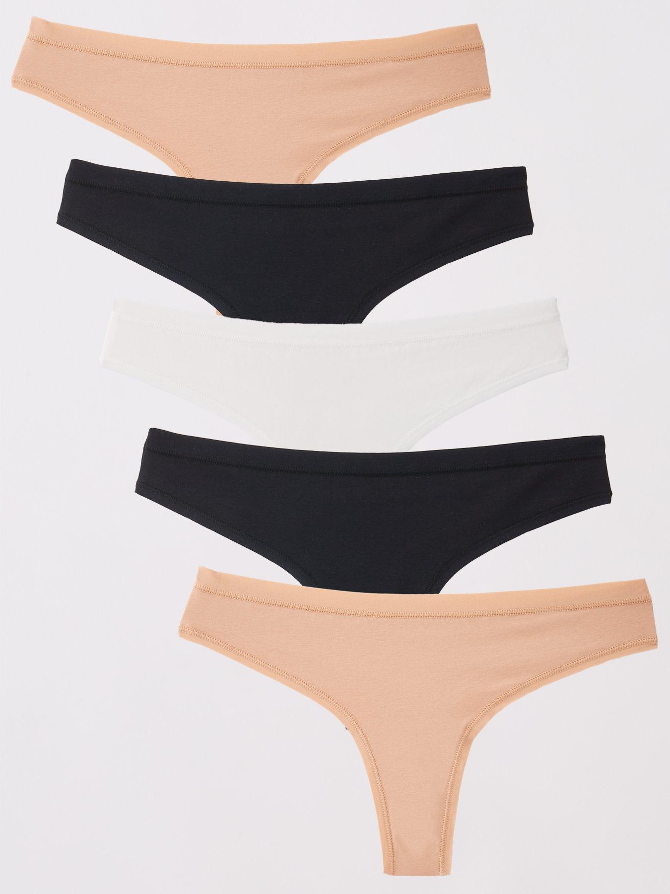 Everyday 5Pk Plain Cotton Thongs - Multi