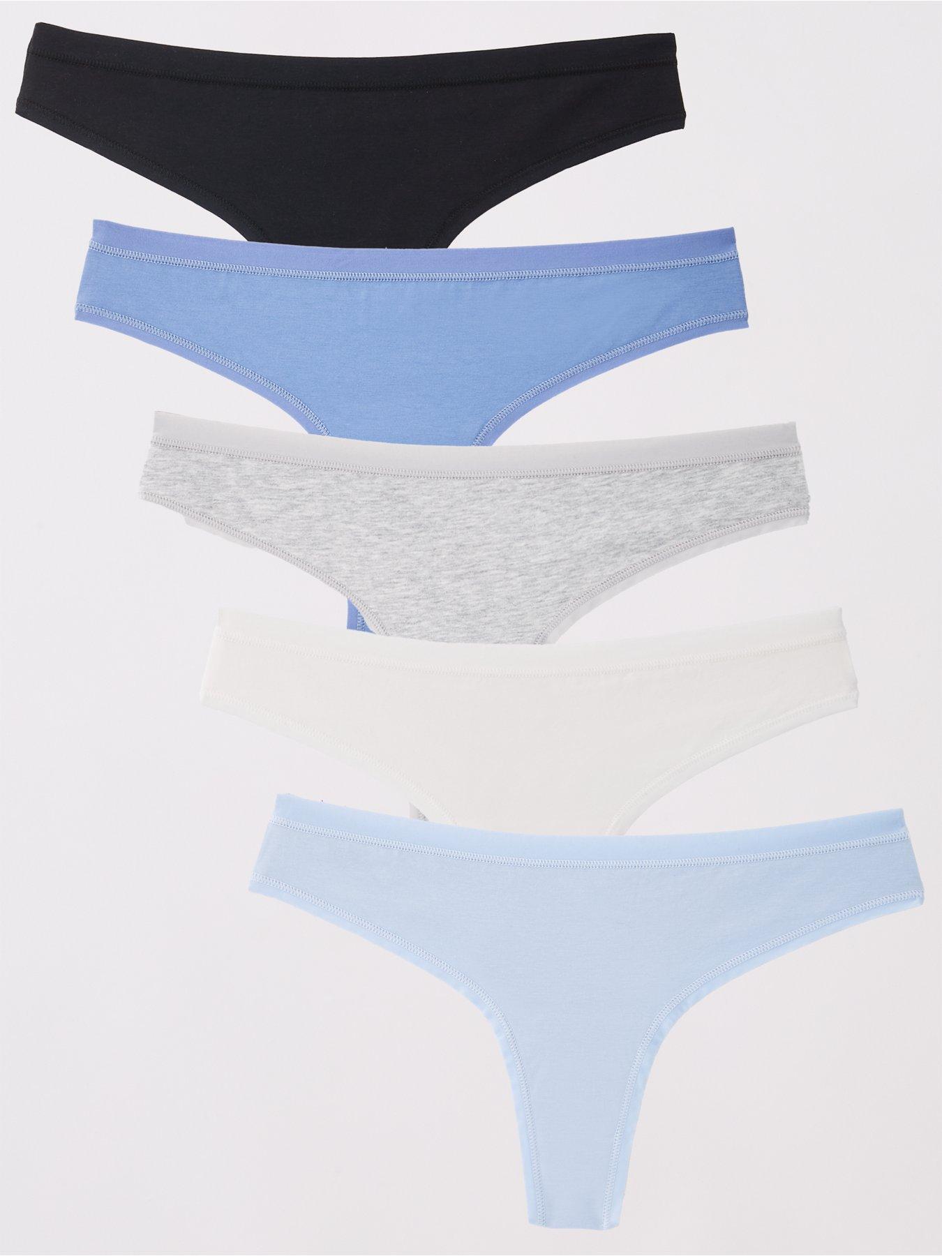 Image 1 of 5 of Everyday 5Pk Plain Cotton Thongs - Multi