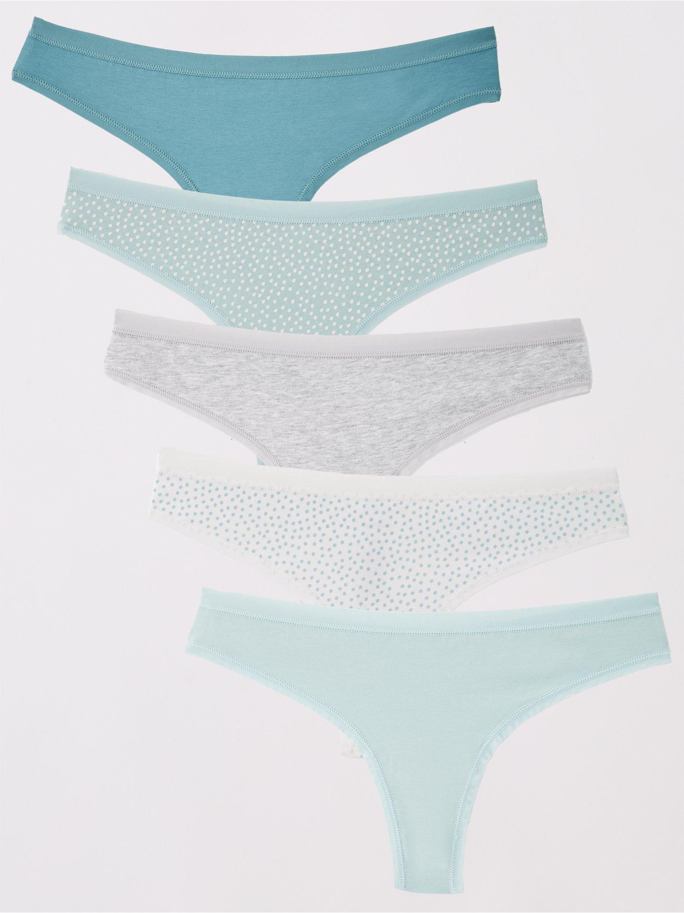 Everyday 5Pk Cotton Plain And Printed Thongs - Multi