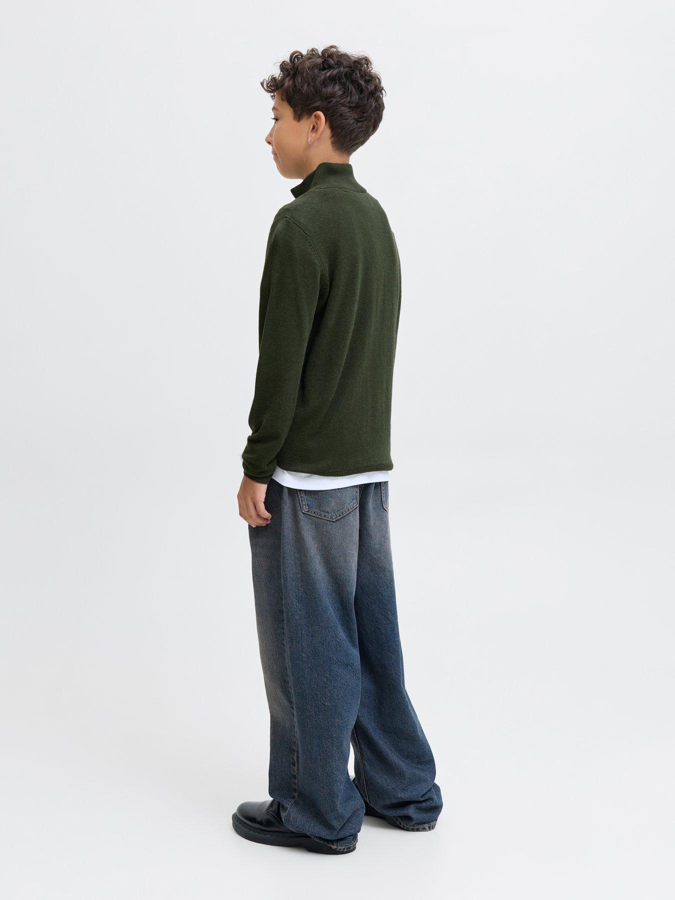 jack-jones-junior-boys-14-zip-knitted-jumper-khakistillFront