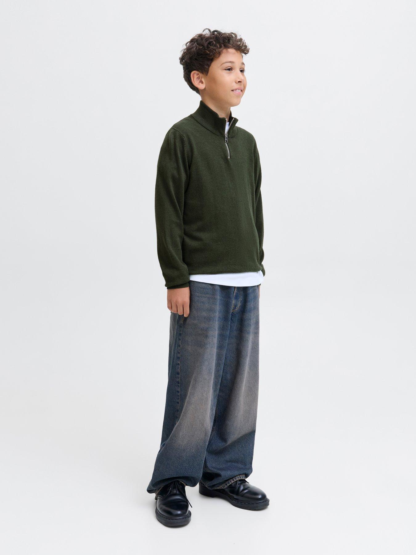 jack-jones-junior-boys-14-zip-knitted-jumper-khakiback