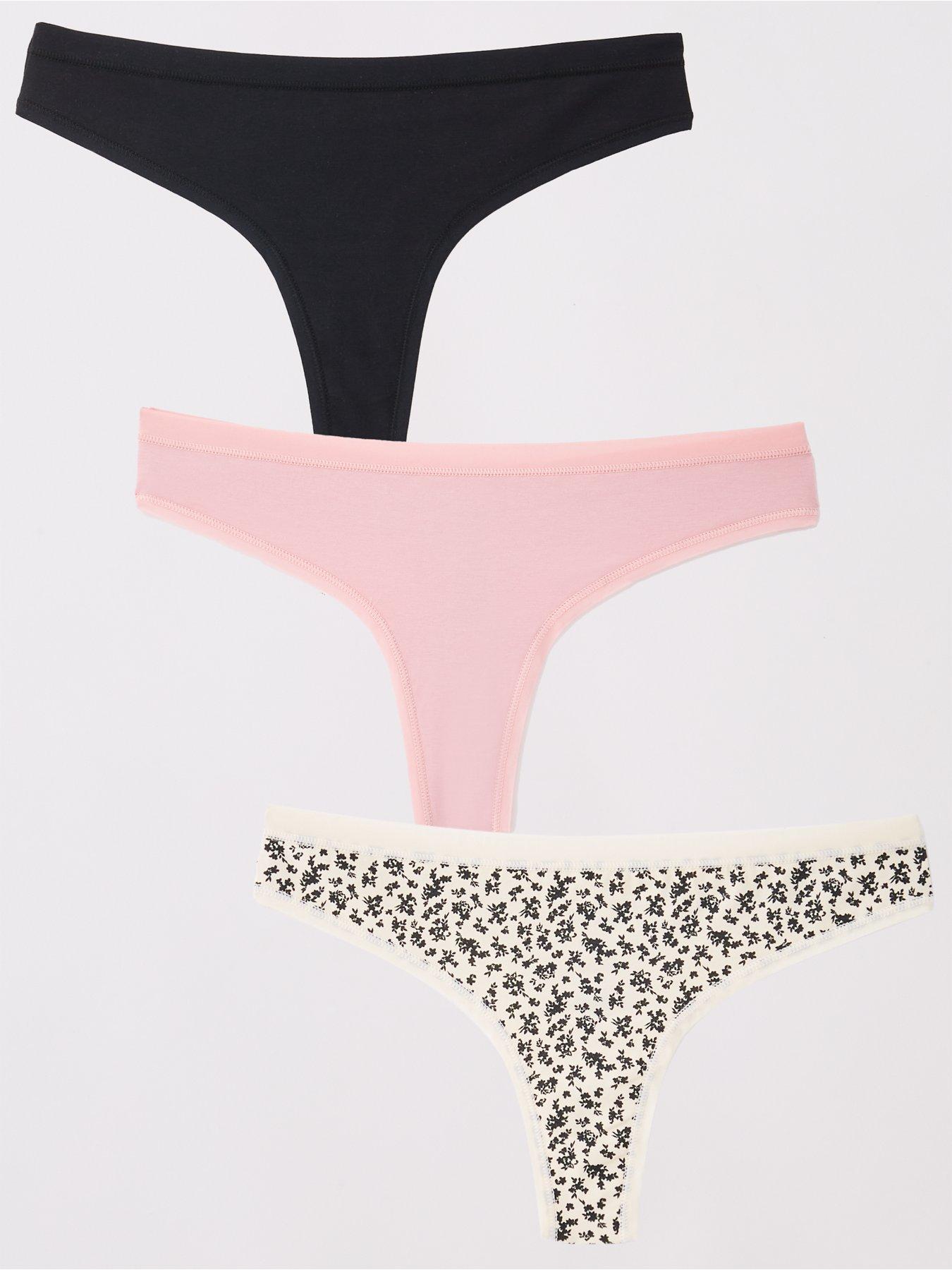 Image 1 of 6 of Everyday 3Pk Cotton Plain And Printed Thongs - Multi