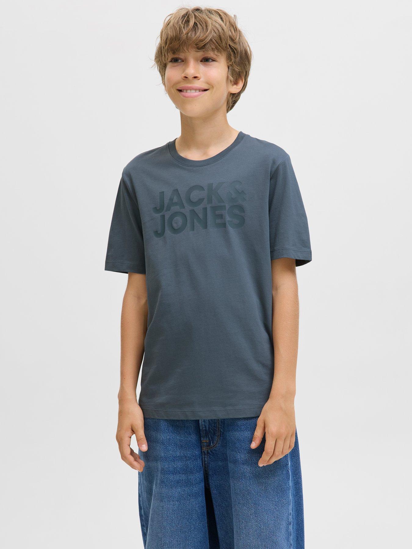 Jack & Jones Junior Boys Corp Logo Short Sleeve T-shirt - Blue