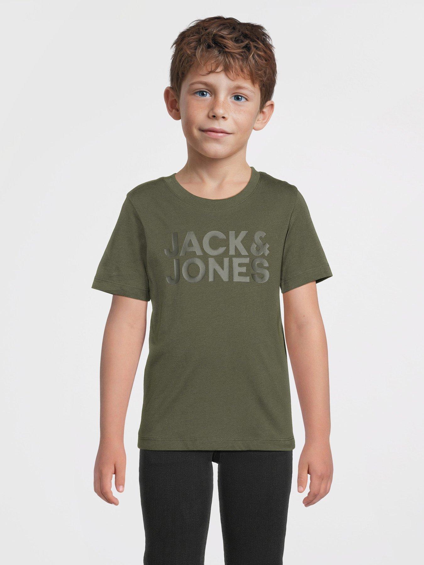 Jack & Jones Mini Younger Boys Corp Logo Short Sleeve T-Shirt - Khaki