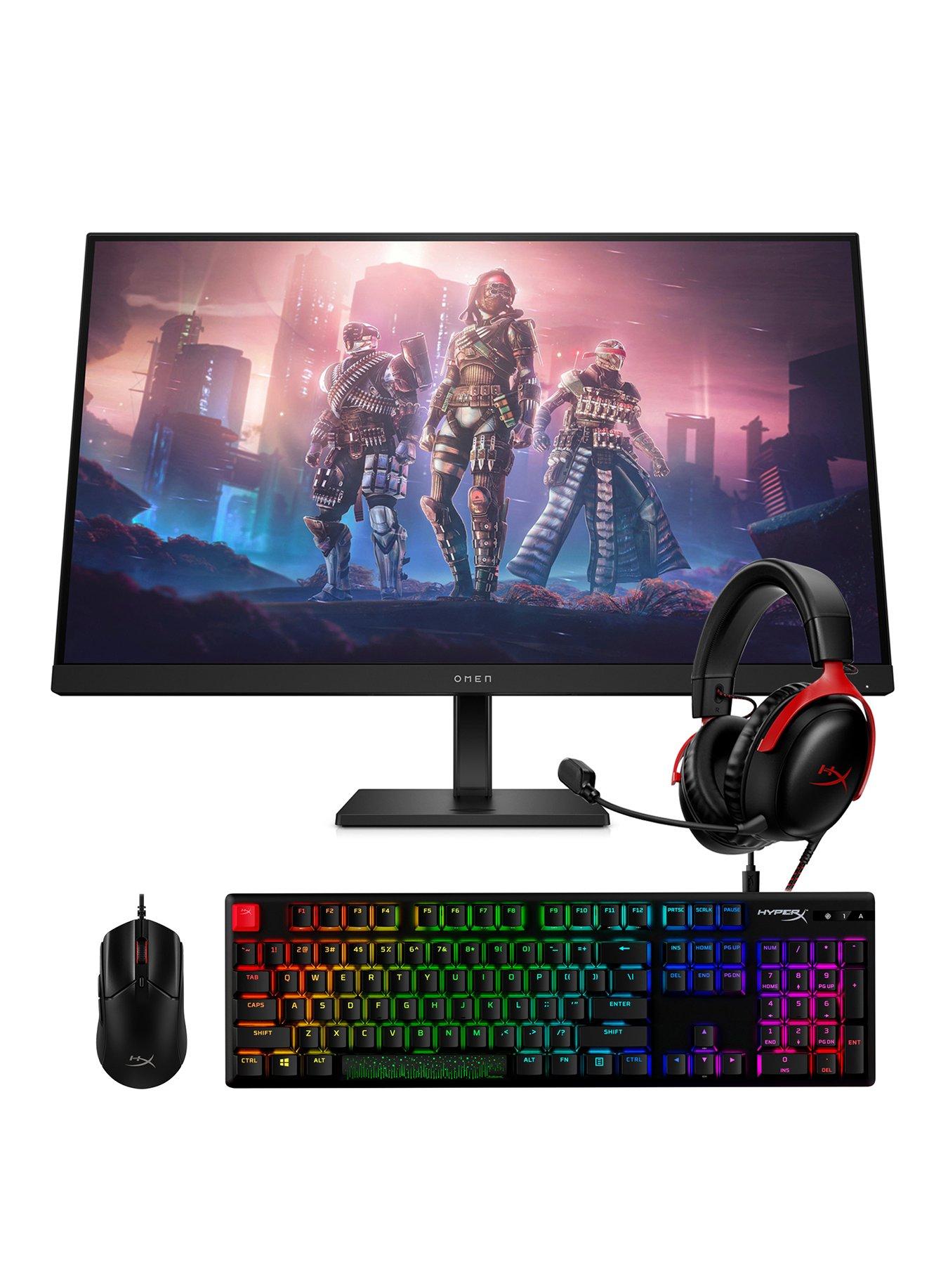 Image 1 of 8 of HP Omen 32q QHD 165Hz Gaming Monitor Bundle - 1ms Response, AMD FreeSync Premium - HyperX Alloy Red Keyboard - HyperX Pulsefire Black Wired Mouse 2 - HyperX Cloud III Headset - OMEN 32q Monitor