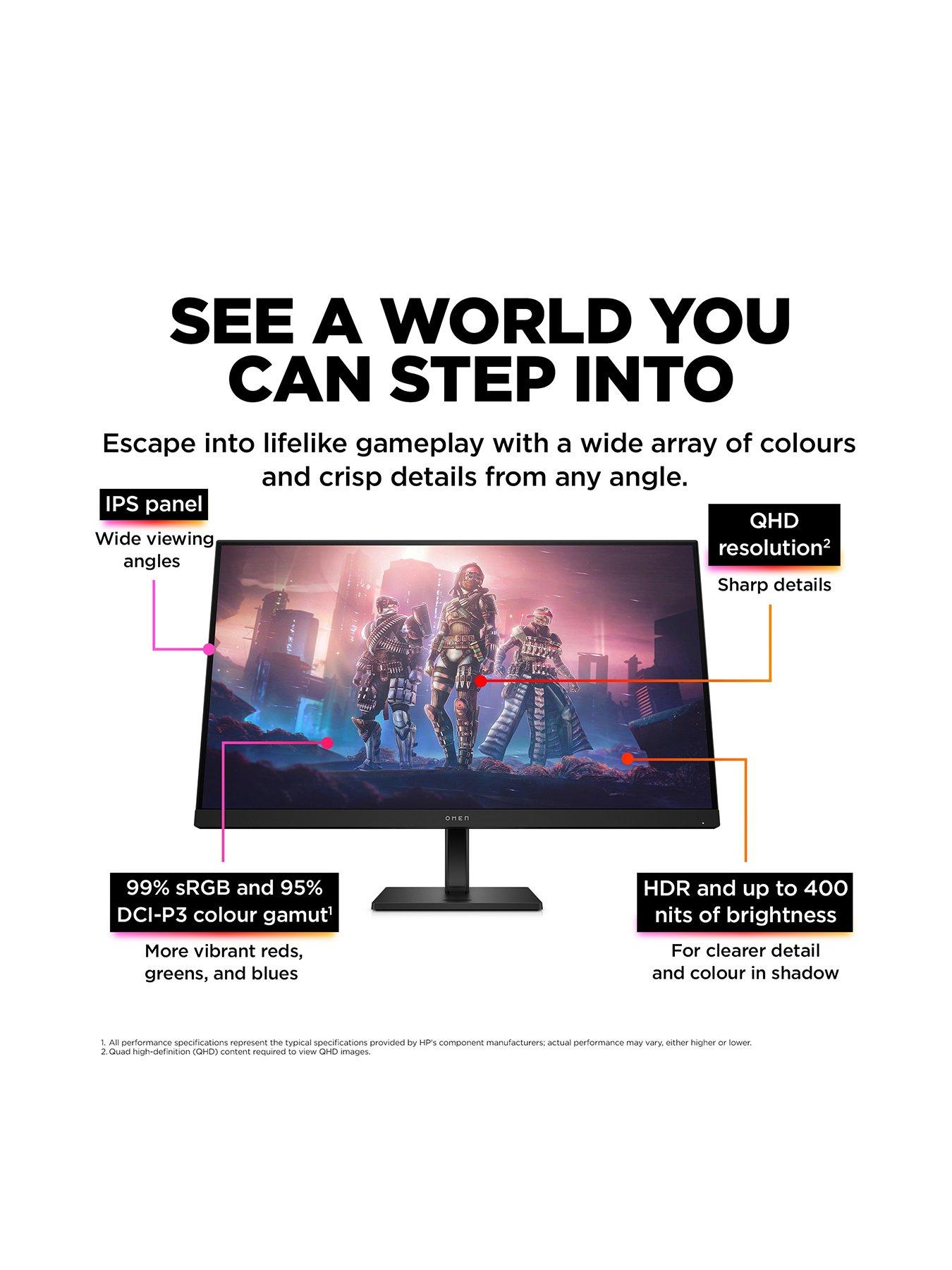 Image 2 of 8 of HP Omen 32q QHD 165Hz Gaming Monitor Bundle - 1ms Response, AMD FreeSync Premium - HyperX Alloy Red Keyboard - HyperX Pulsefire Black Wired Mouse 2 - HyperX Cloud III Headset - OMEN 32q Monitor
