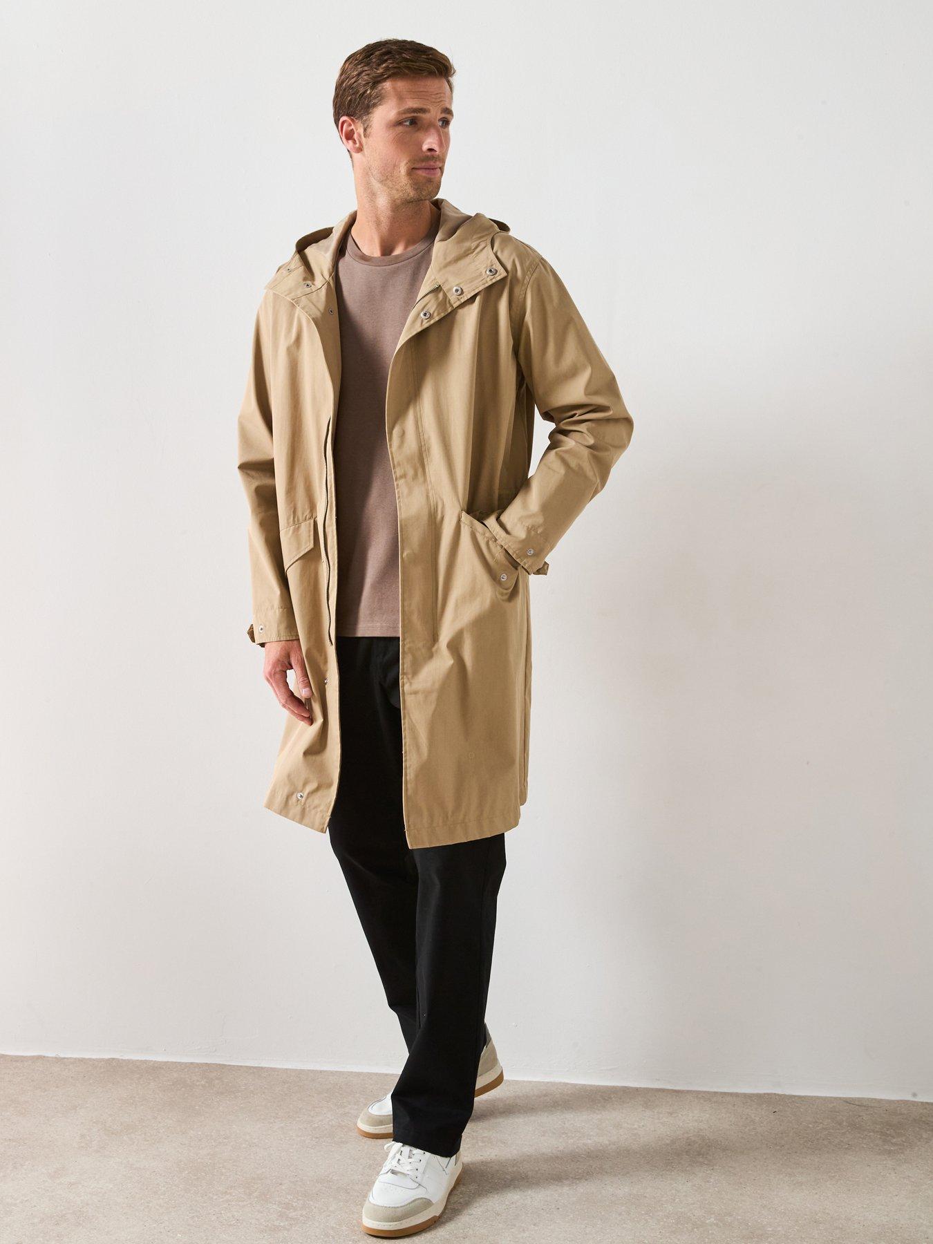 Image 1 of 6 of Very Man Longline Hooded Parka Jacket - Stone