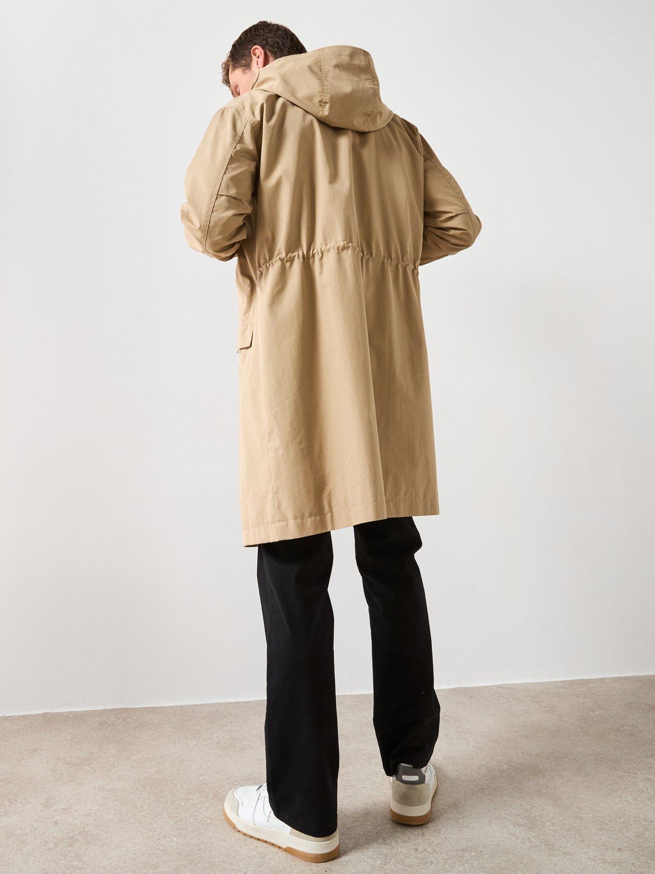 Image 2 of 6 of Very Man Longline Hooded Parka Jacket - Stone