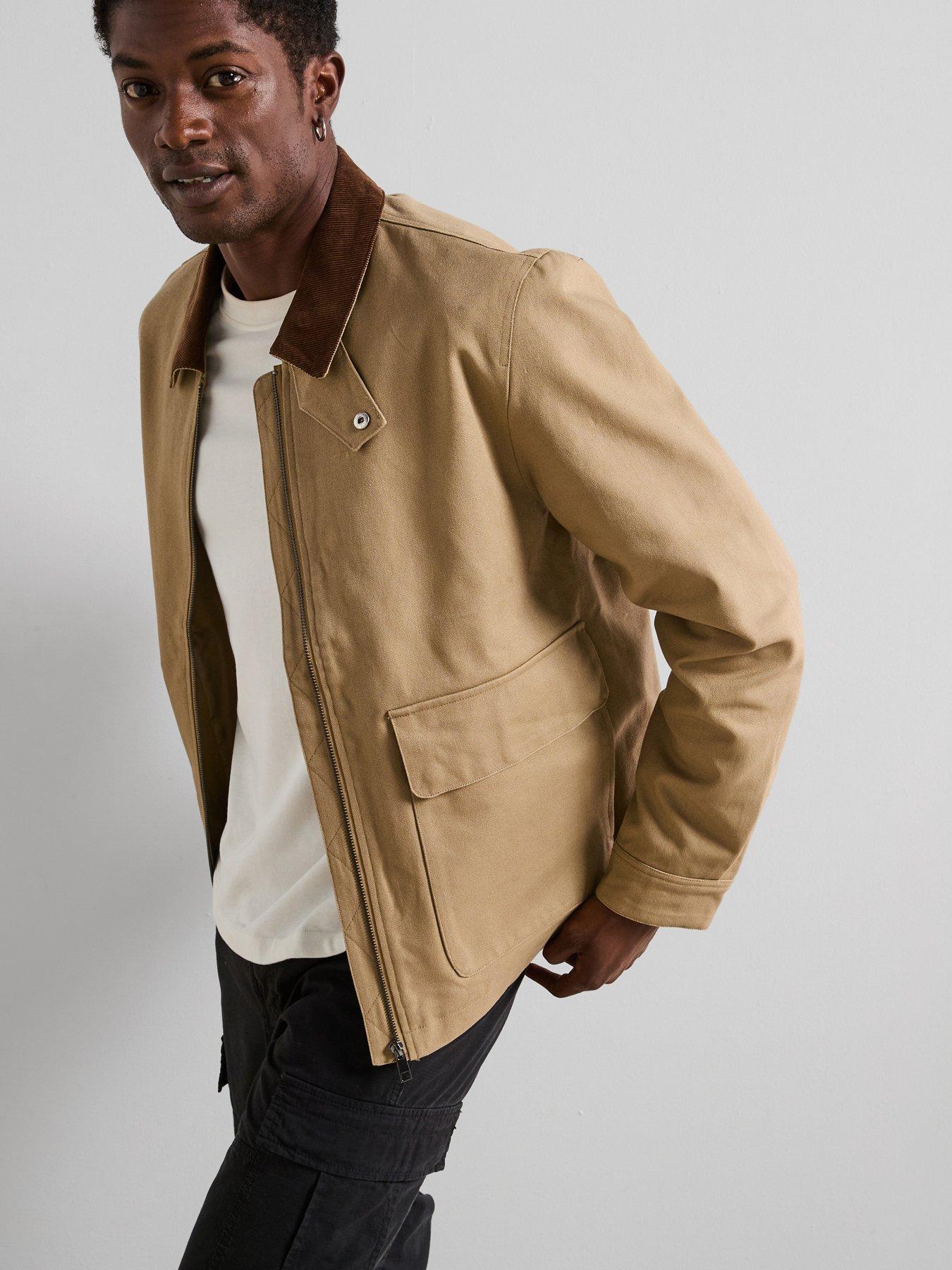 The Very Collection Canvas Barn Jacket With Cord Collar - Beige