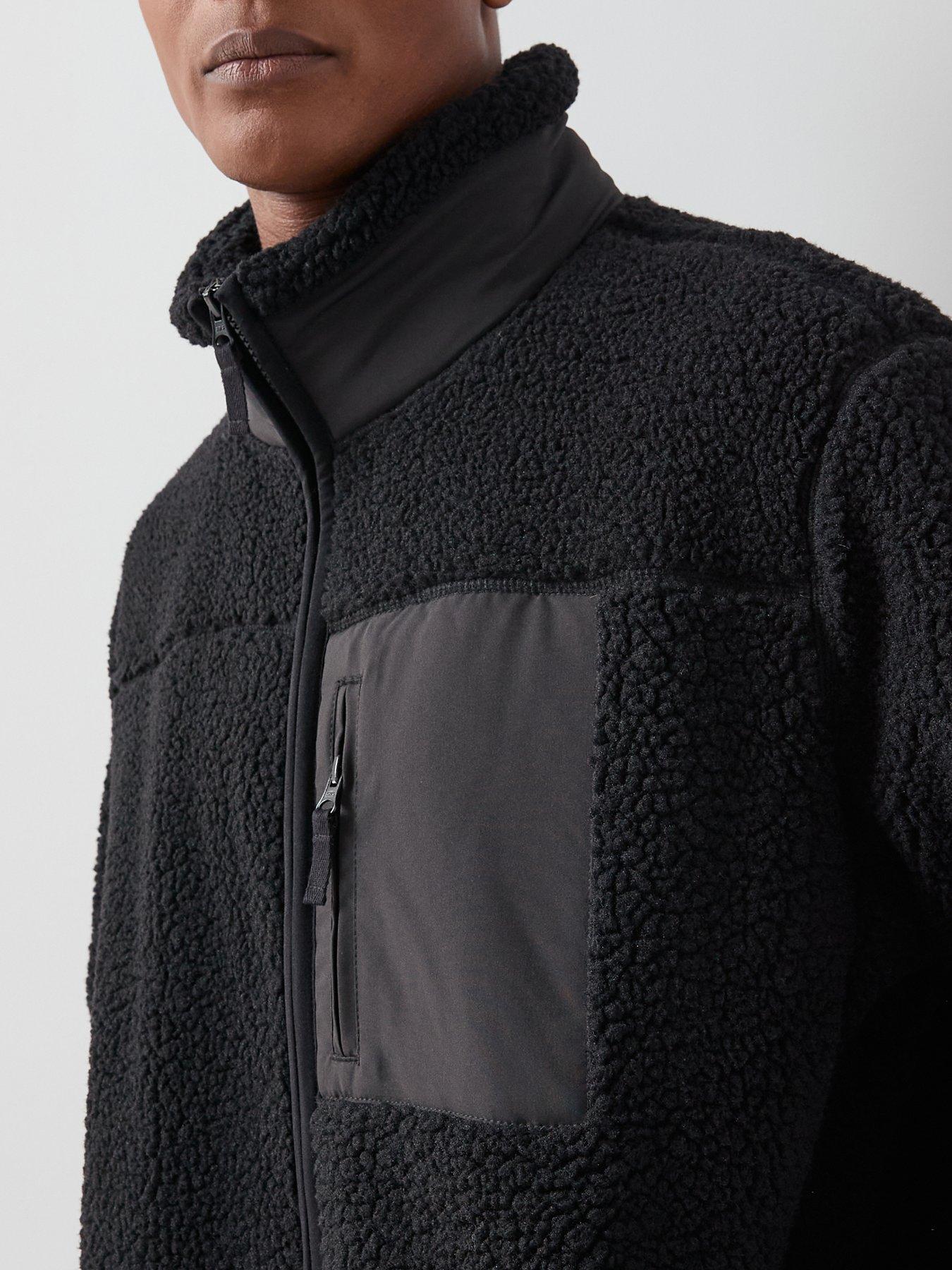 the-very-collection-borg-contrast-fleece-jacket-blackdetail