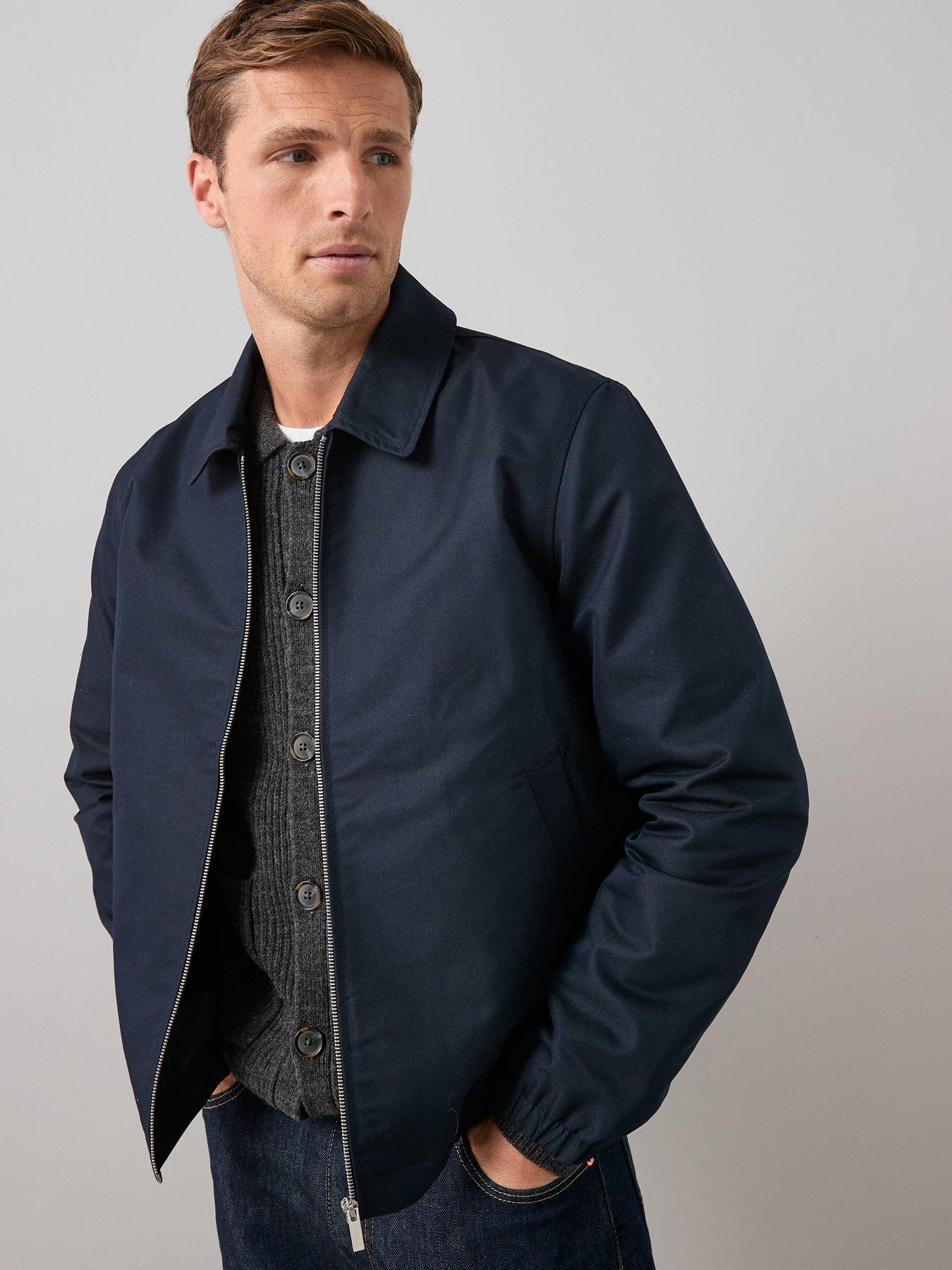 The Very Collection Cotton Rich Collared Harrington Jacket - Navy