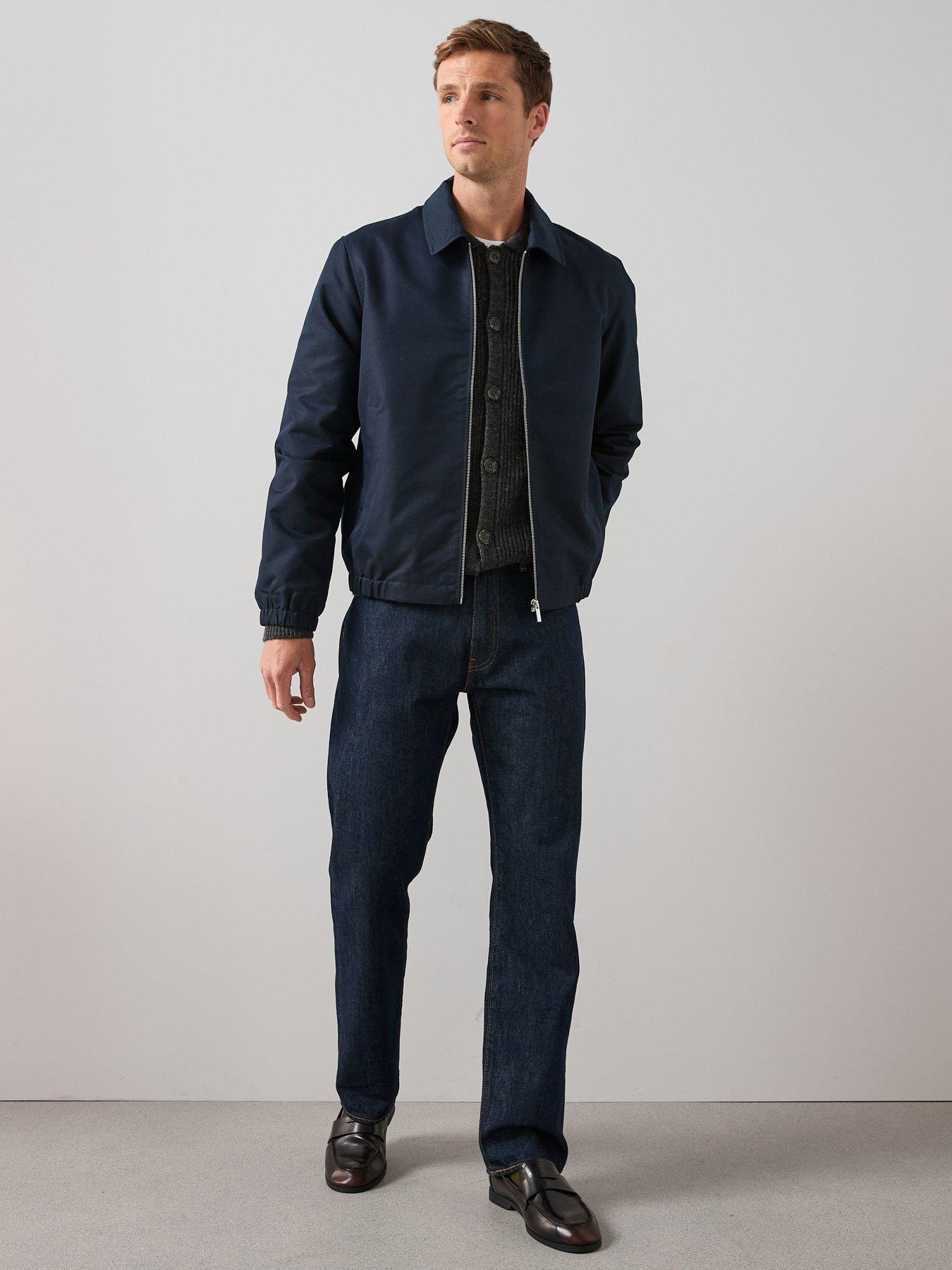 Image 3 of 6 of The Very Collection Cotton Rich Collared Harrington Jacket - Navy
