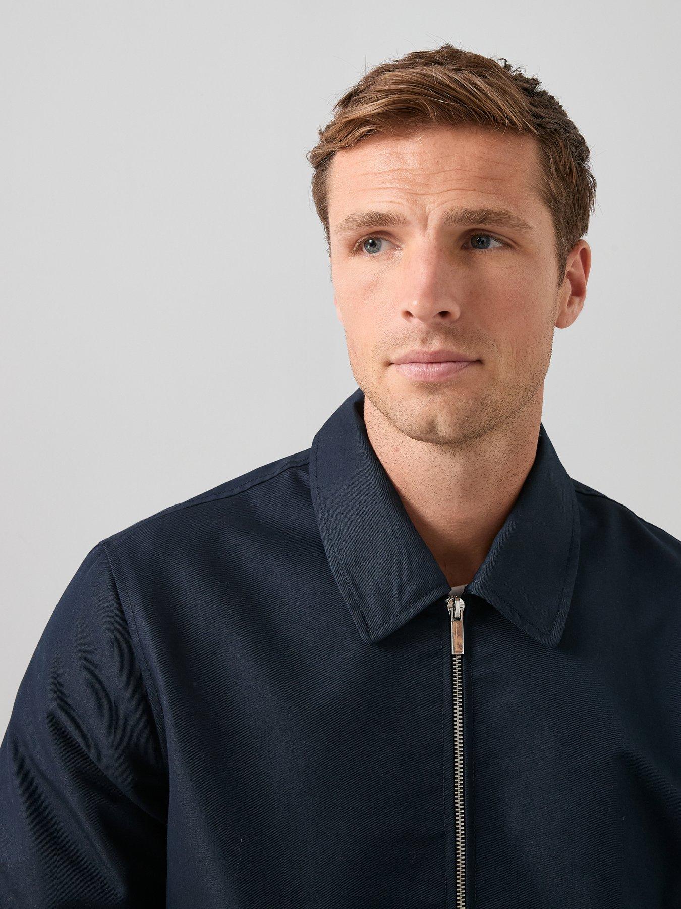 Image 4 of 6 of The Very Collection Cotton Rich Collared Harrington Jacket - Navy