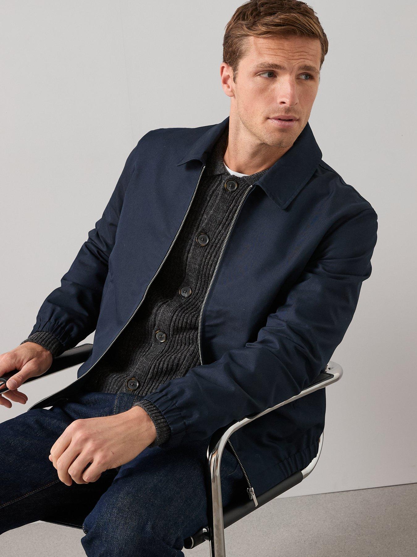 Image 6 of 6 of The Very Collection Cotton Rich Collared Harrington Jacket - Navy