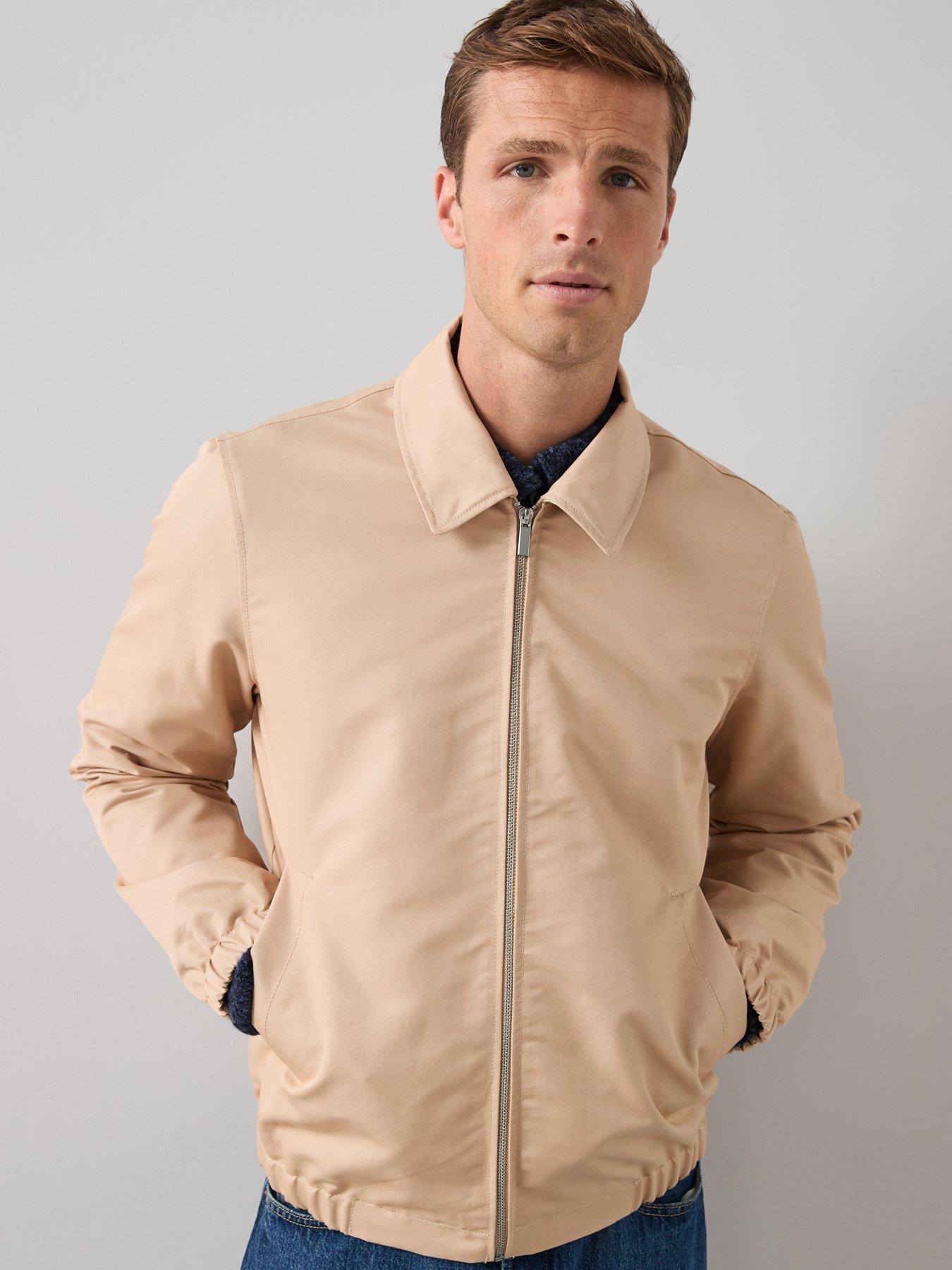 Image 4 of 6 of The Very Collection Cotton Rich Collared Harrington Jacket - Stone