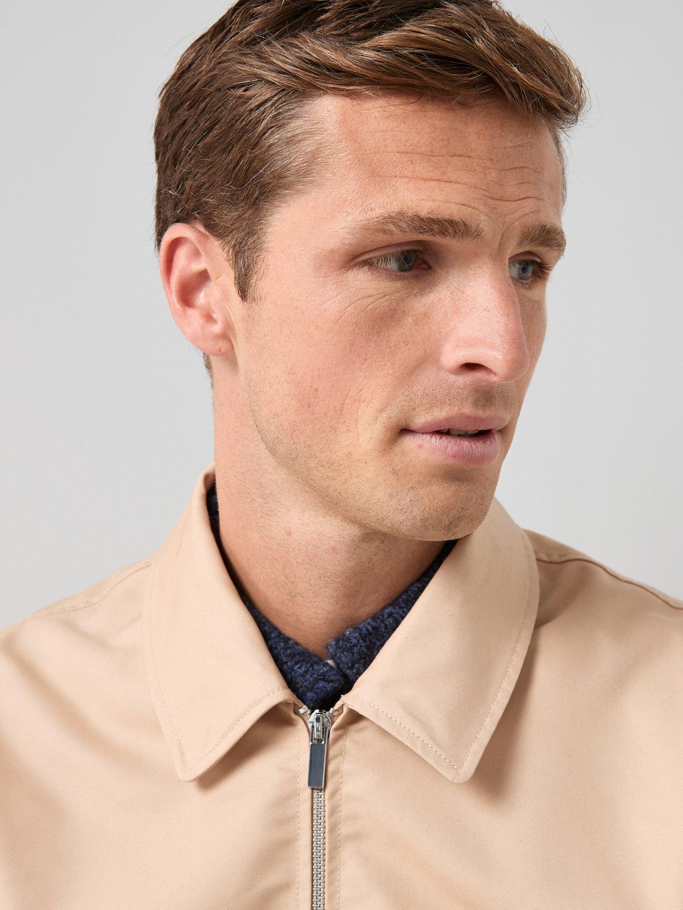 Image 5 of 6 of The Very Collection Cotton Rich Collared Harrington Jacket - Stone