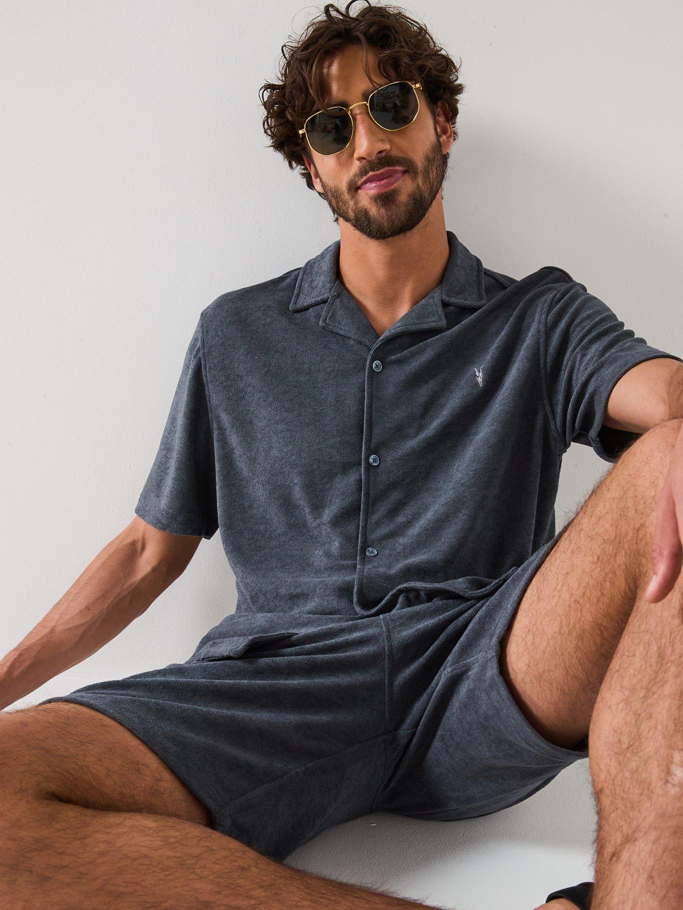 allsaints-all-saints-felix-terry-shorts--blueoutfit
