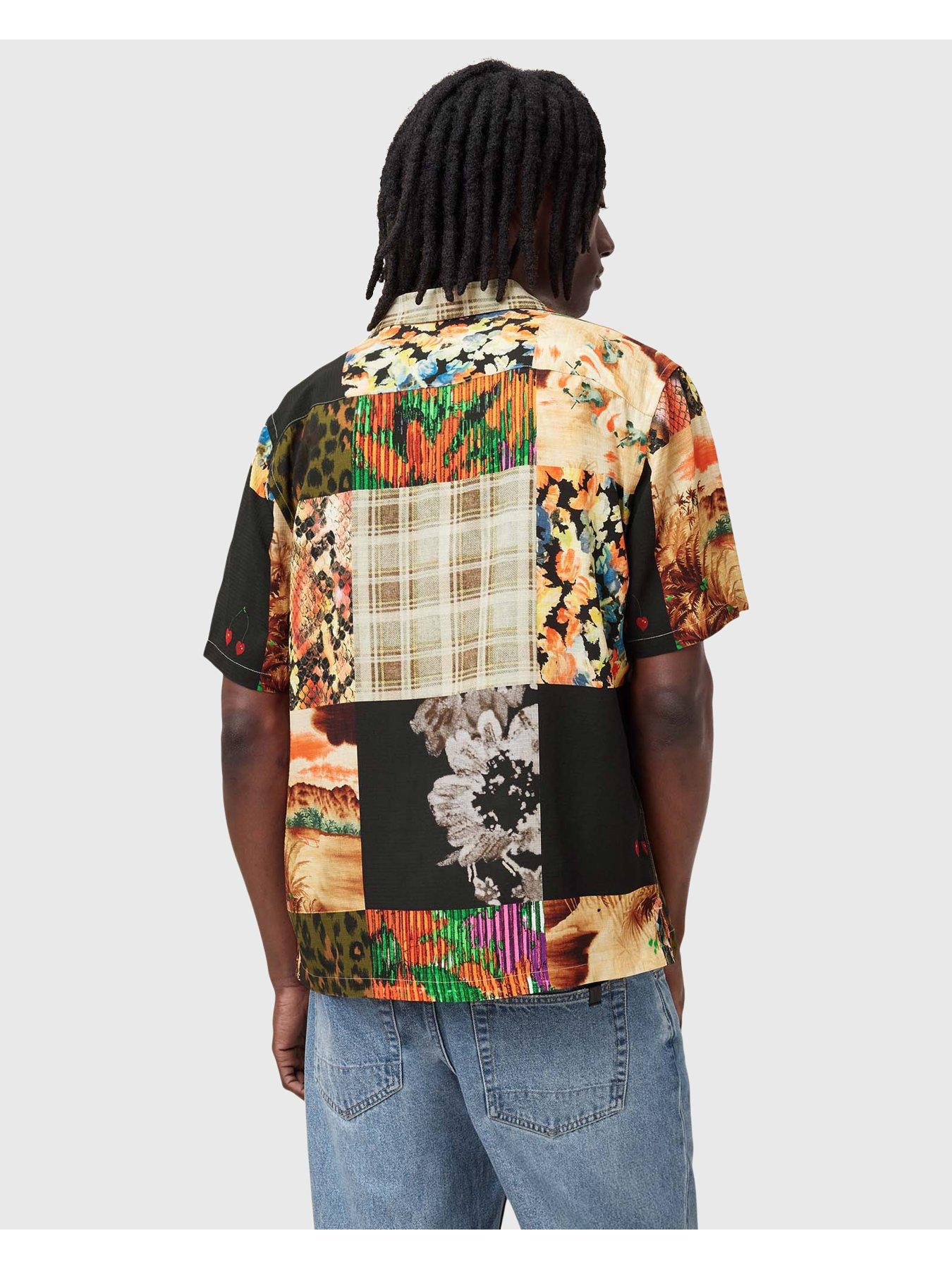 Image 2 of 5 of AllSaints Patches Short Sleeve Shirt - Black/Multi