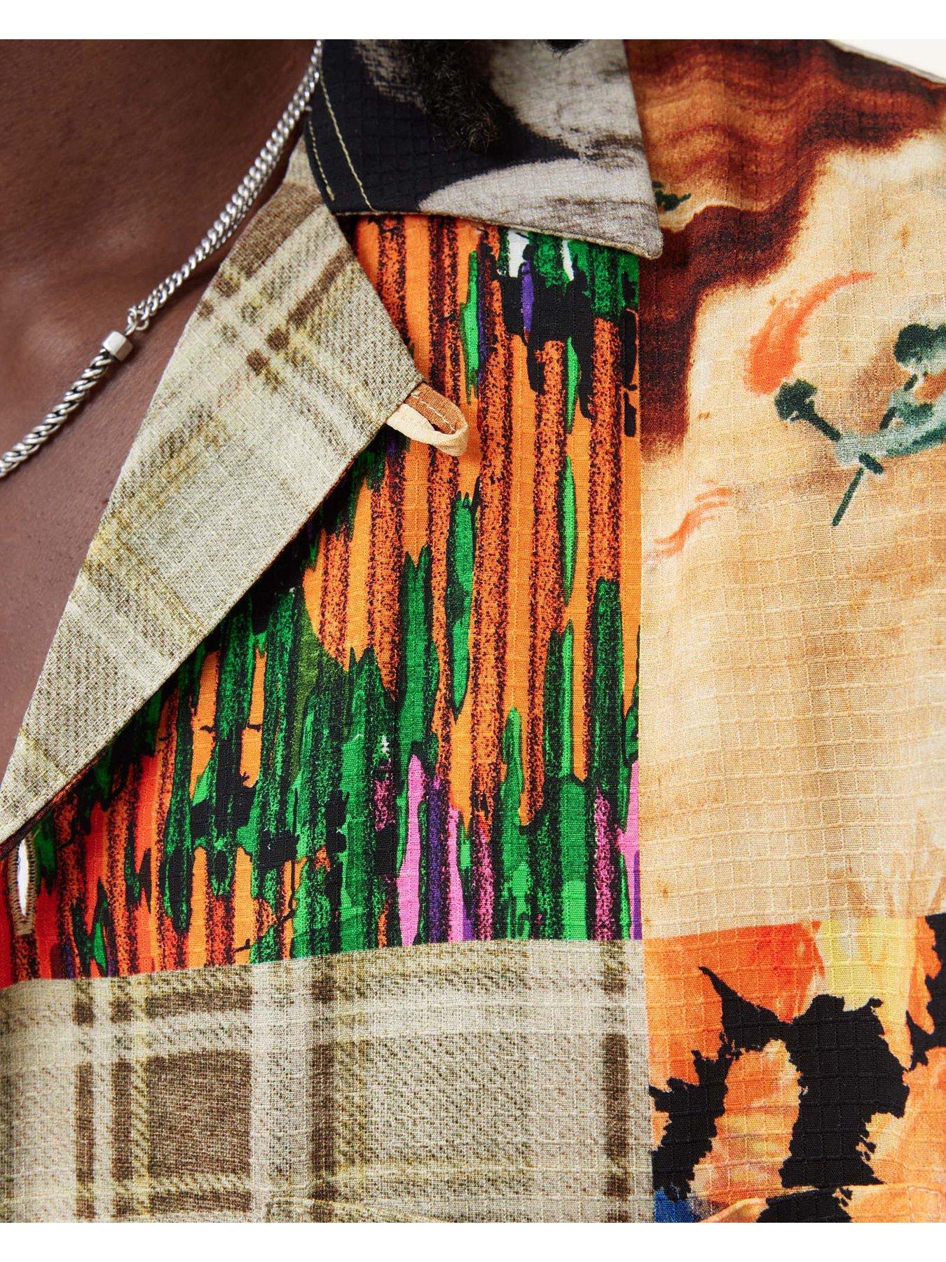 Image 4 of 5 of AllSaints Patches Short Sleeve Shirt - Black/Multi