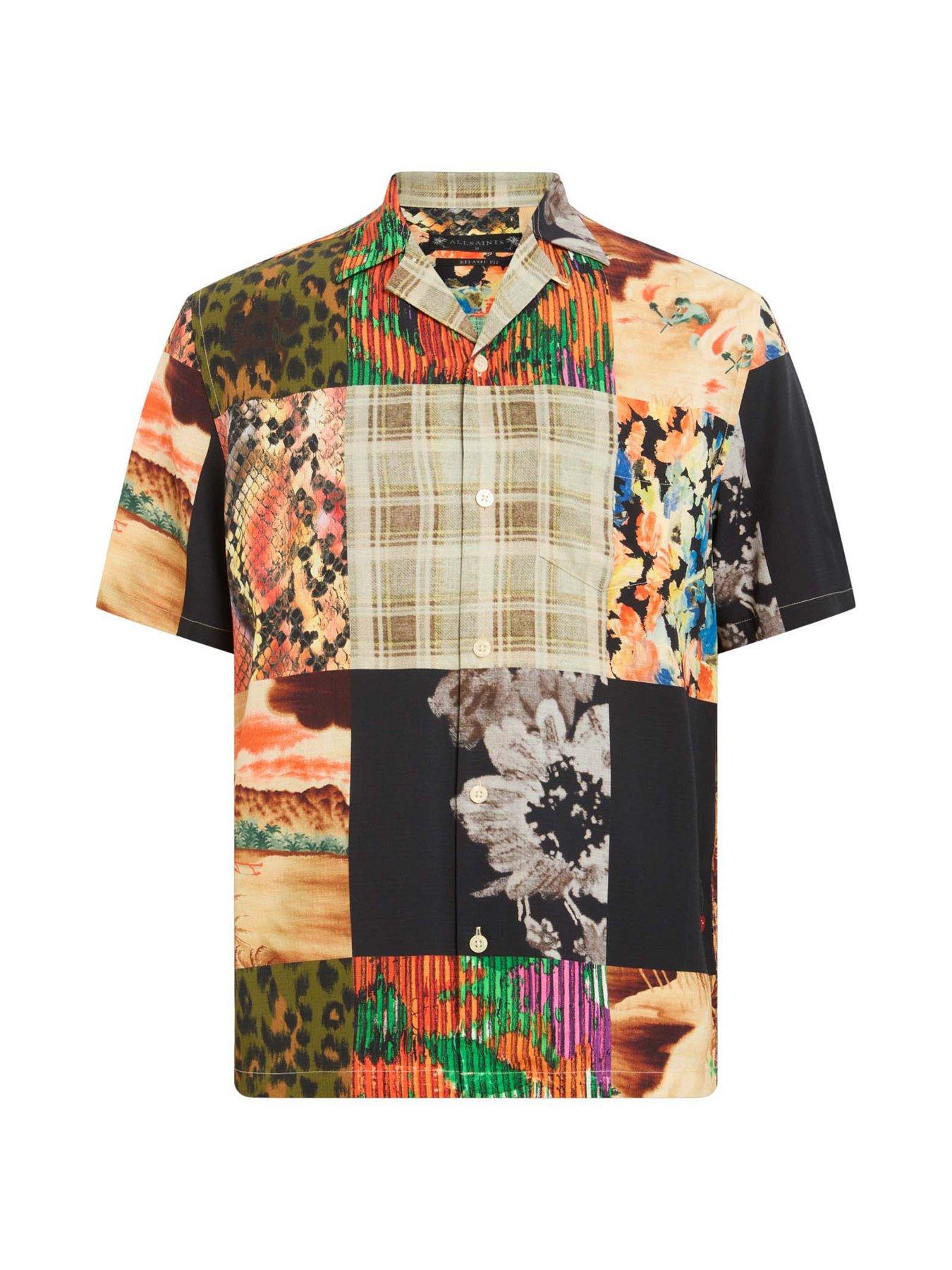 Image 5 of 5 of AllSaints Patches Short Sleeve Shirt - Black/Multi