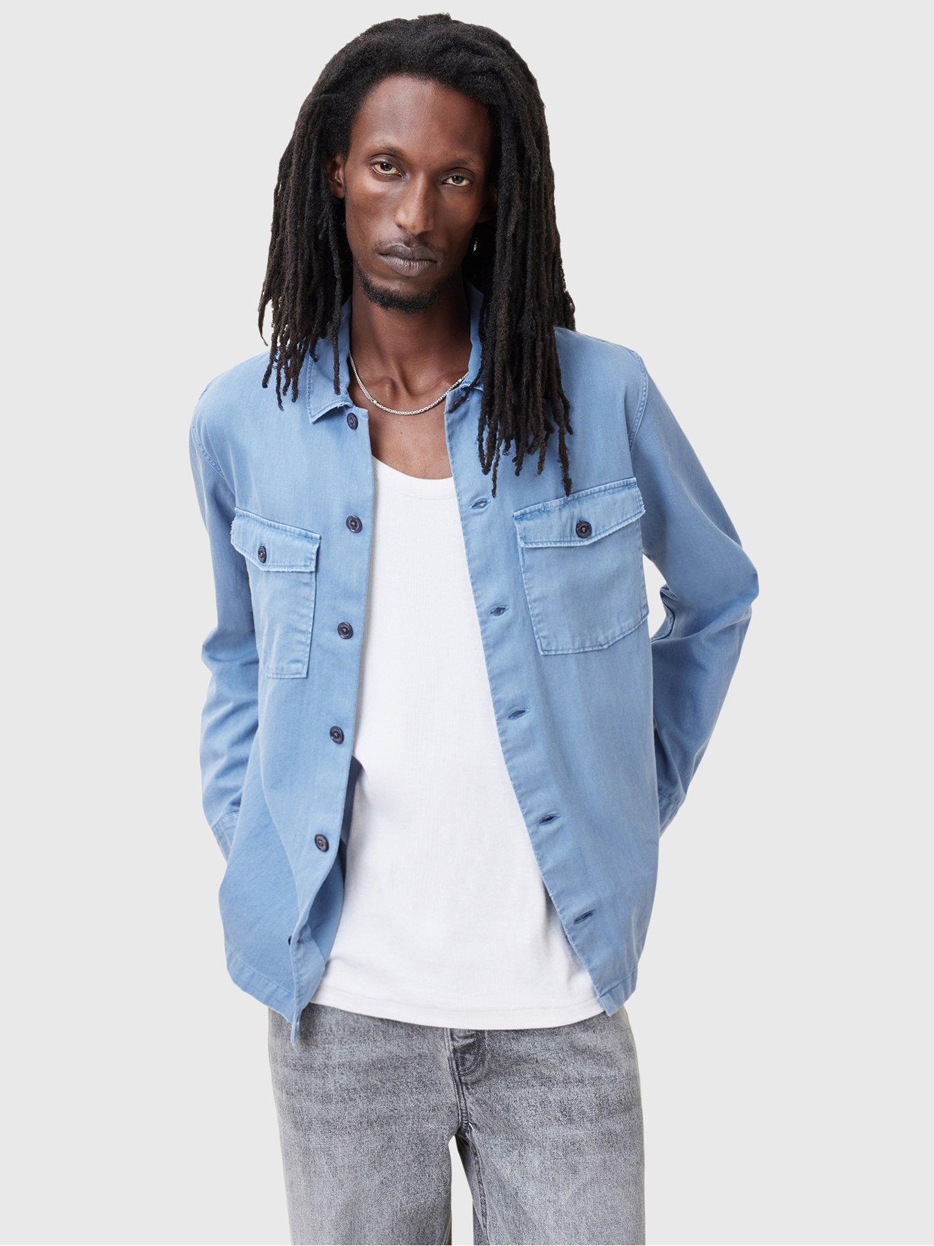 Image 1 of 6 of AllSaints Spotter Long Sleeve Shirt - Blue