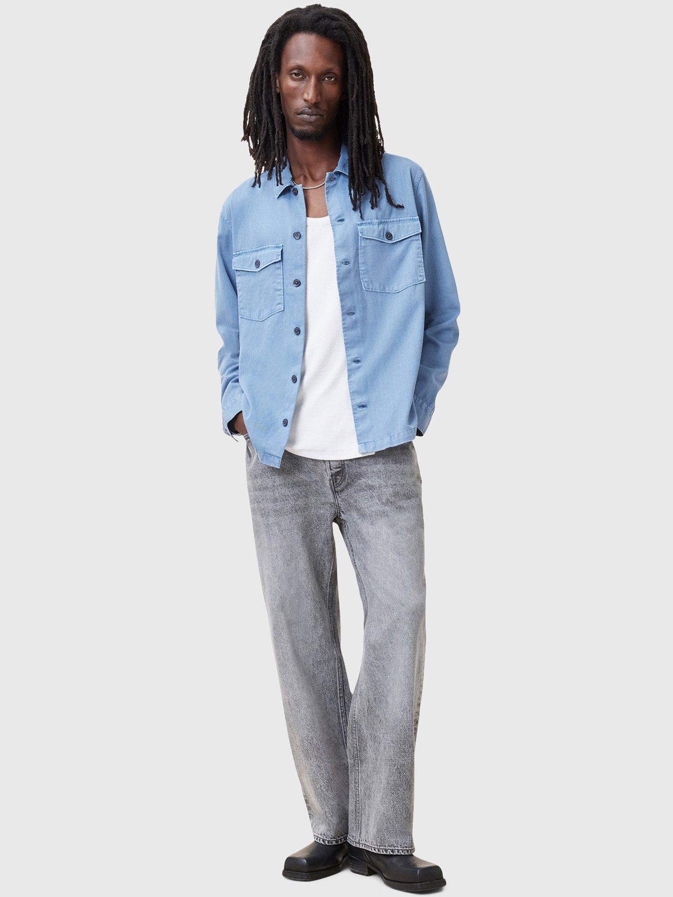 Image 3 of 6 of AllSaints Spotter Long Sleeve Shirt - Blue