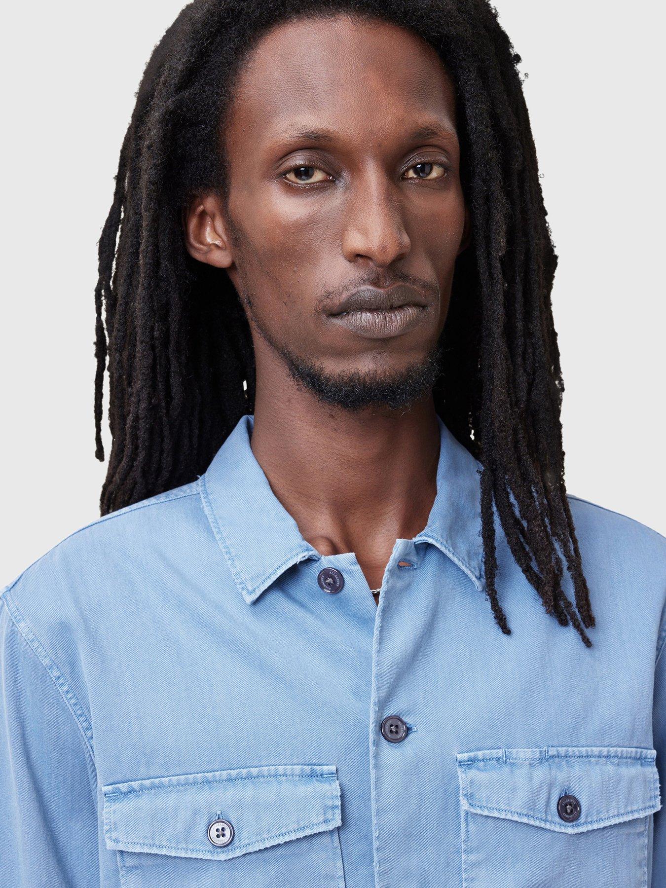 Image 5 of 6 of AllSaints Spotter Long Sleeve Shirt - Blue