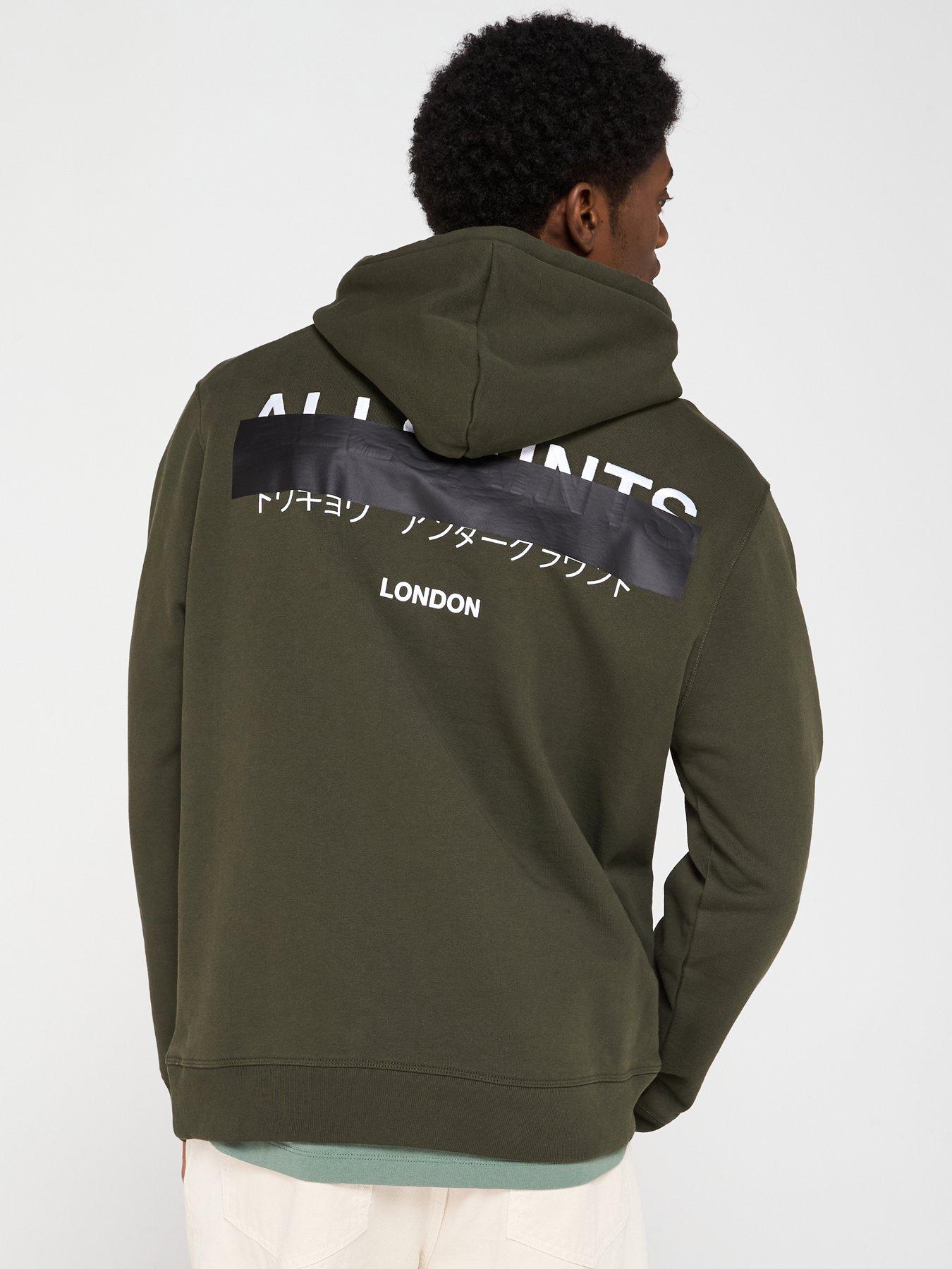 Image 1 of 6 of AllSaints Redact Overhead Hoodie - Green