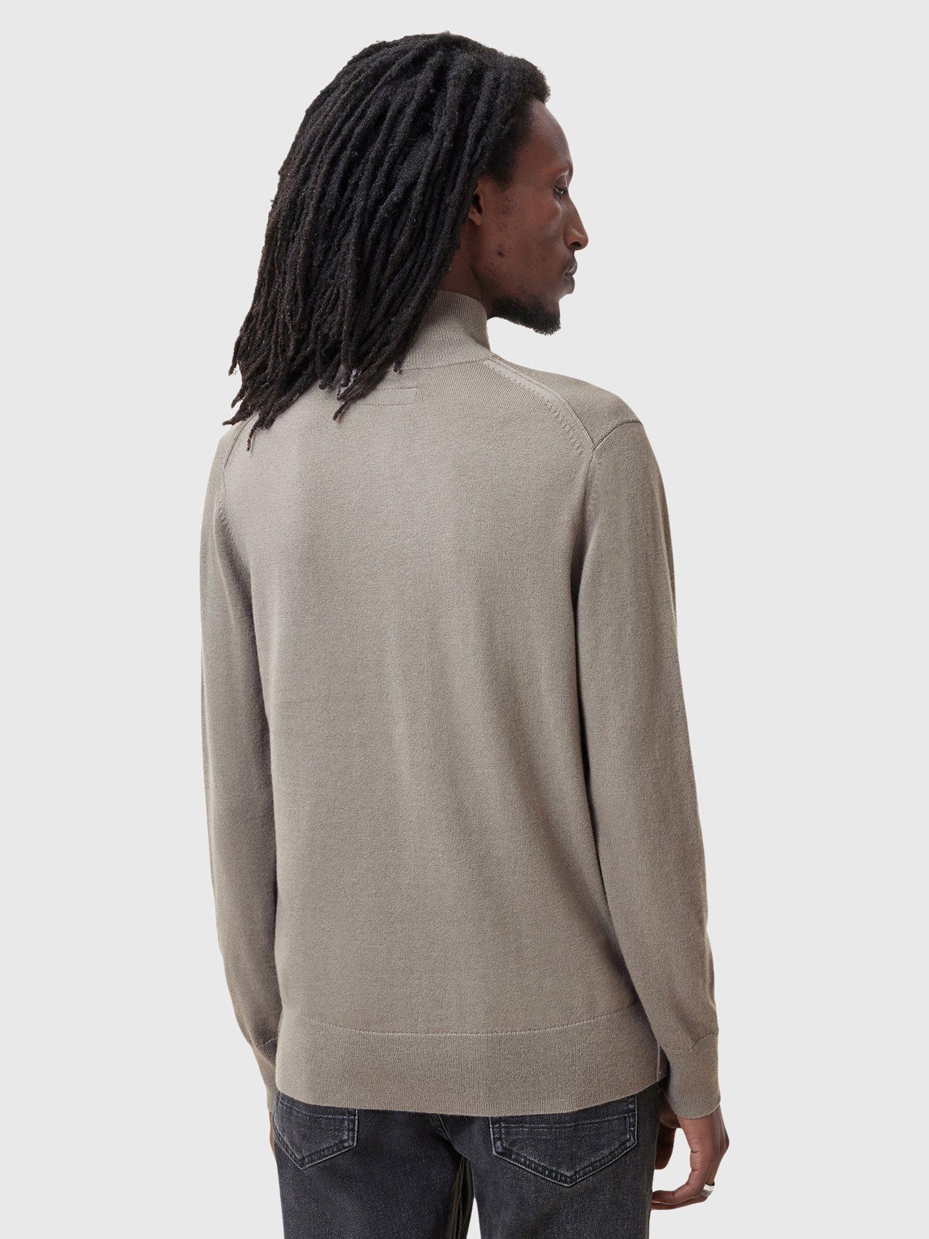 Image 2 of 6 of AllSaints Kilburn Funnel Neck Zip Knitted Jumper - Brown