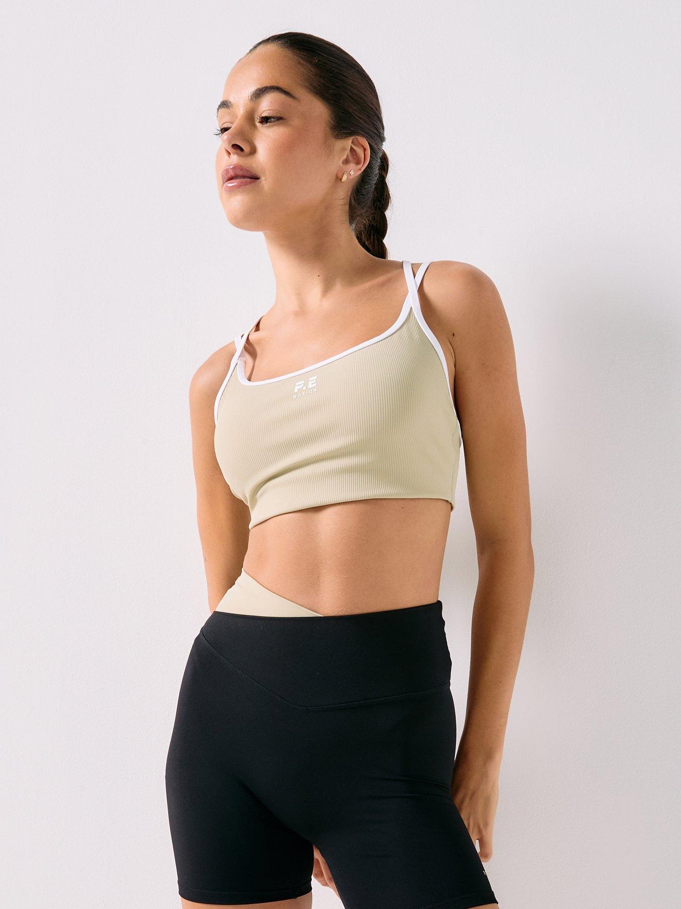 P.E Nation Womens Training Terrace Sports Bra - Beige