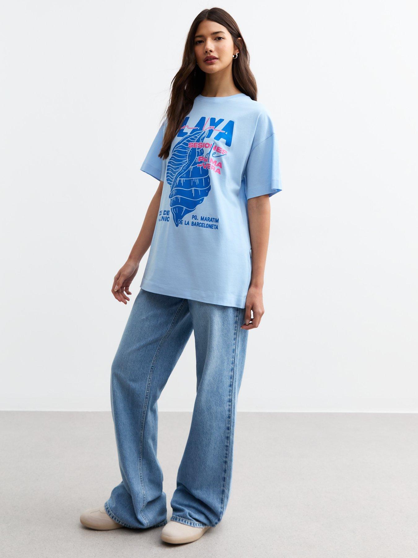 Image 3 of 4 of New Look Shell Graphic Print T-Shirt - Blue