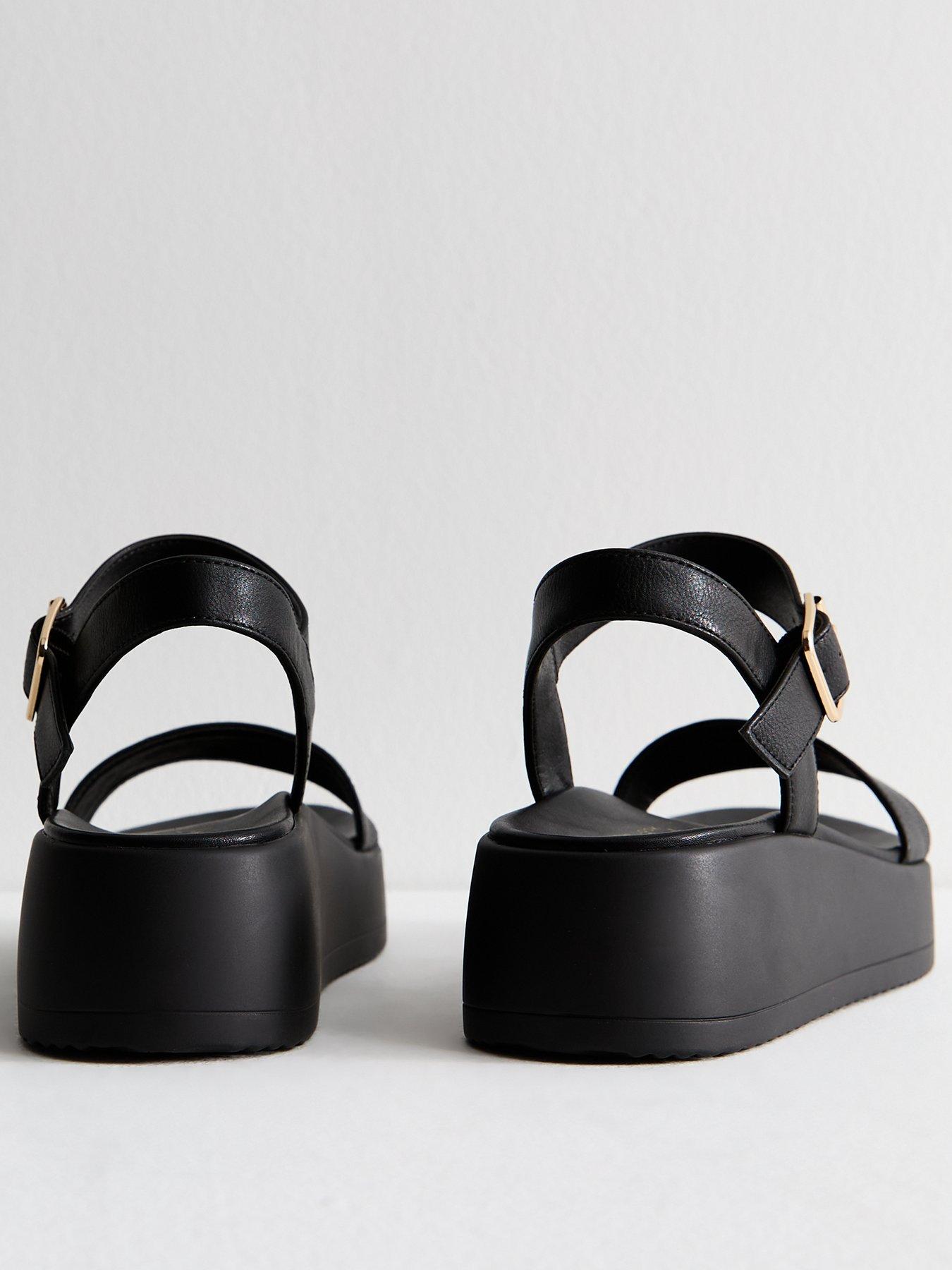 New Look Grained Faux Leather Flatform Sandals Black Very Ireland
