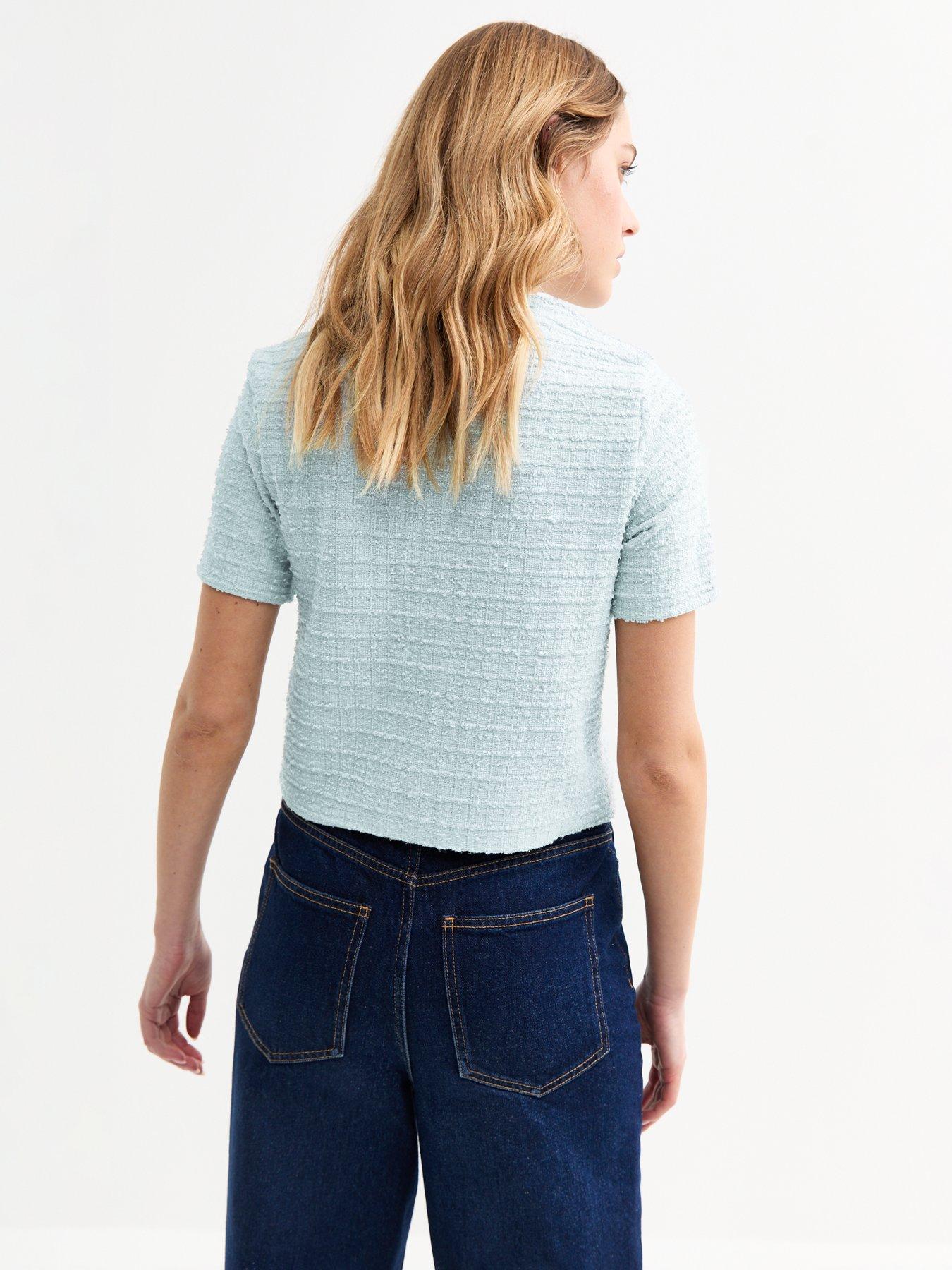 Image 2 of 4 of New Look Boucle Button Up Top - Blue