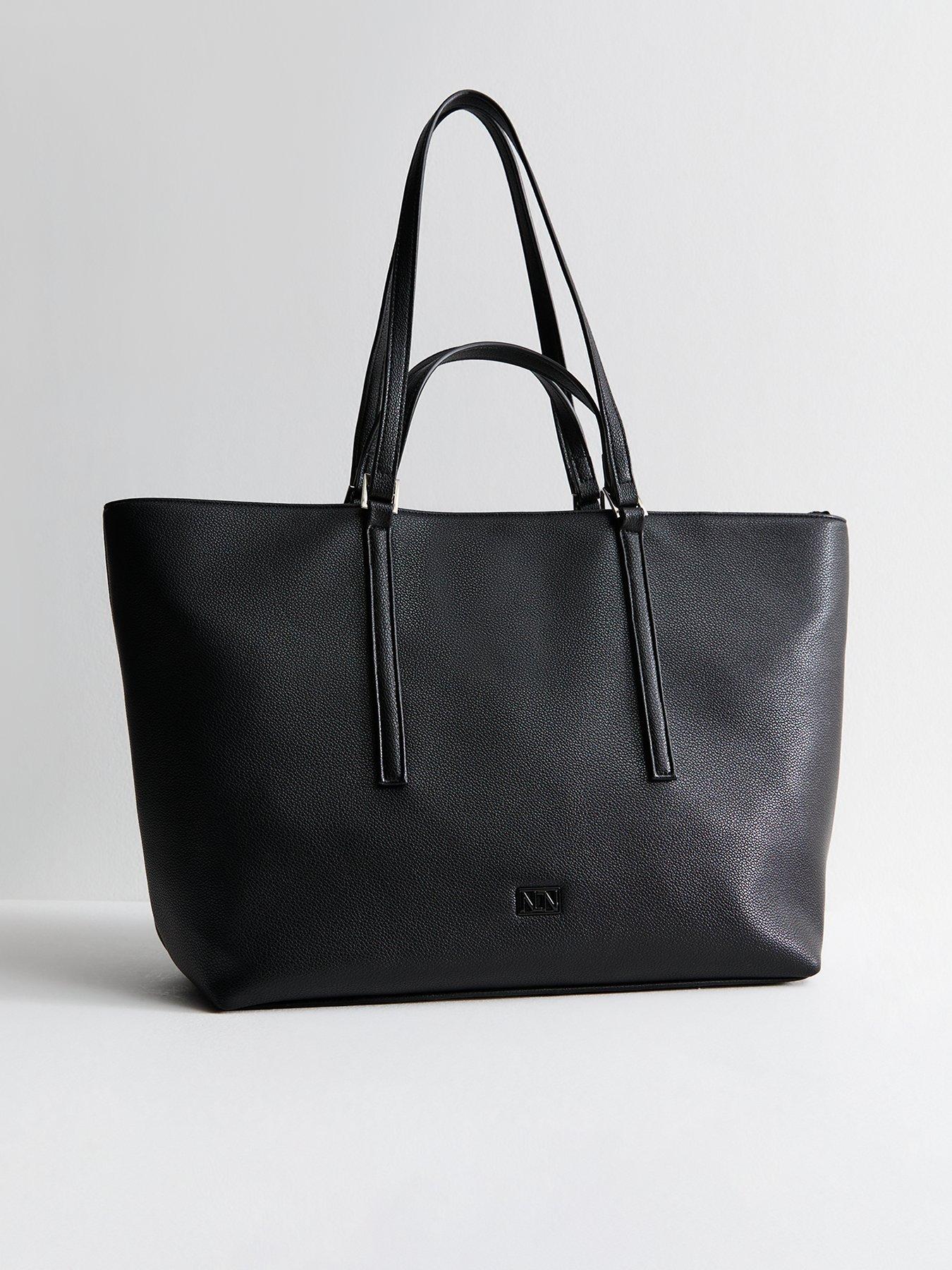 new-look-black-faux-leather-double-handle-tote-bag