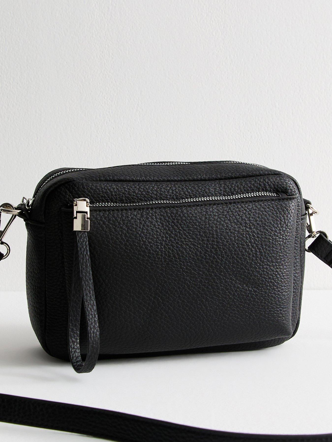 New Look Black Grained Faux Leather Crossbody Bag - Black