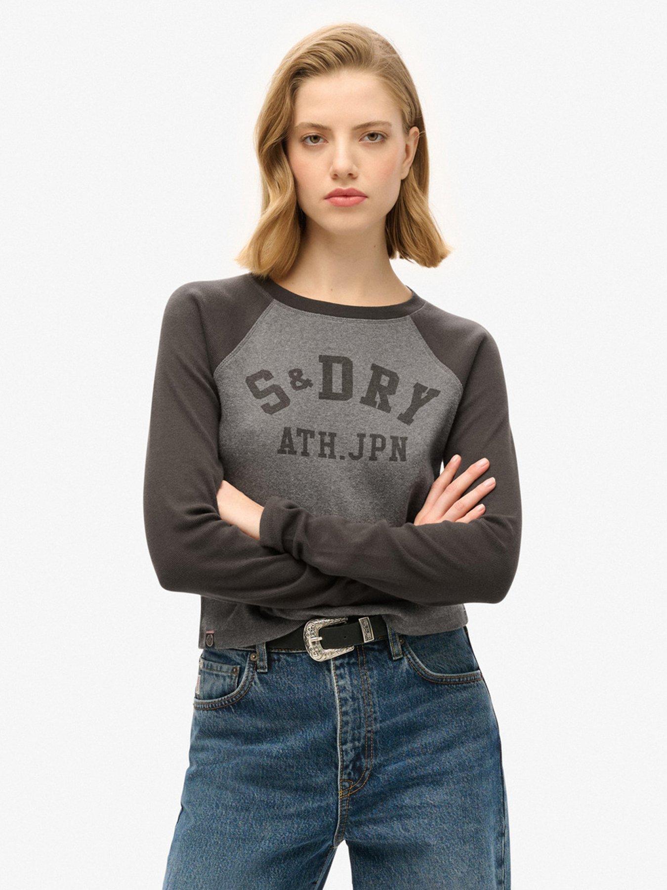 Superdry Athletic Essentials Rib Slim Long Sleeve Top- Grey