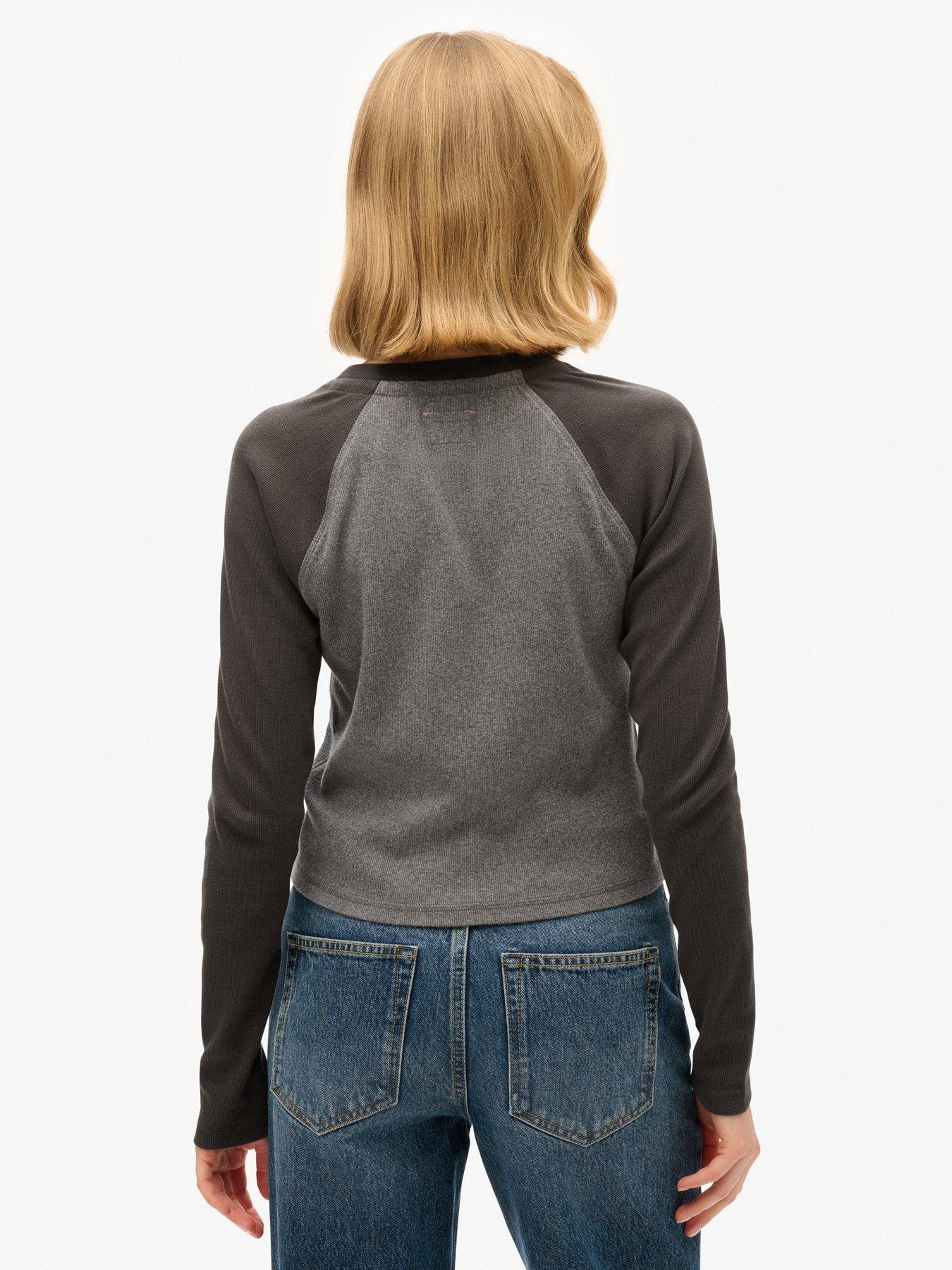 Image 2 of 6 of Superdry Athletic Essentials Rib Slim Long Sleeve Top- Grey