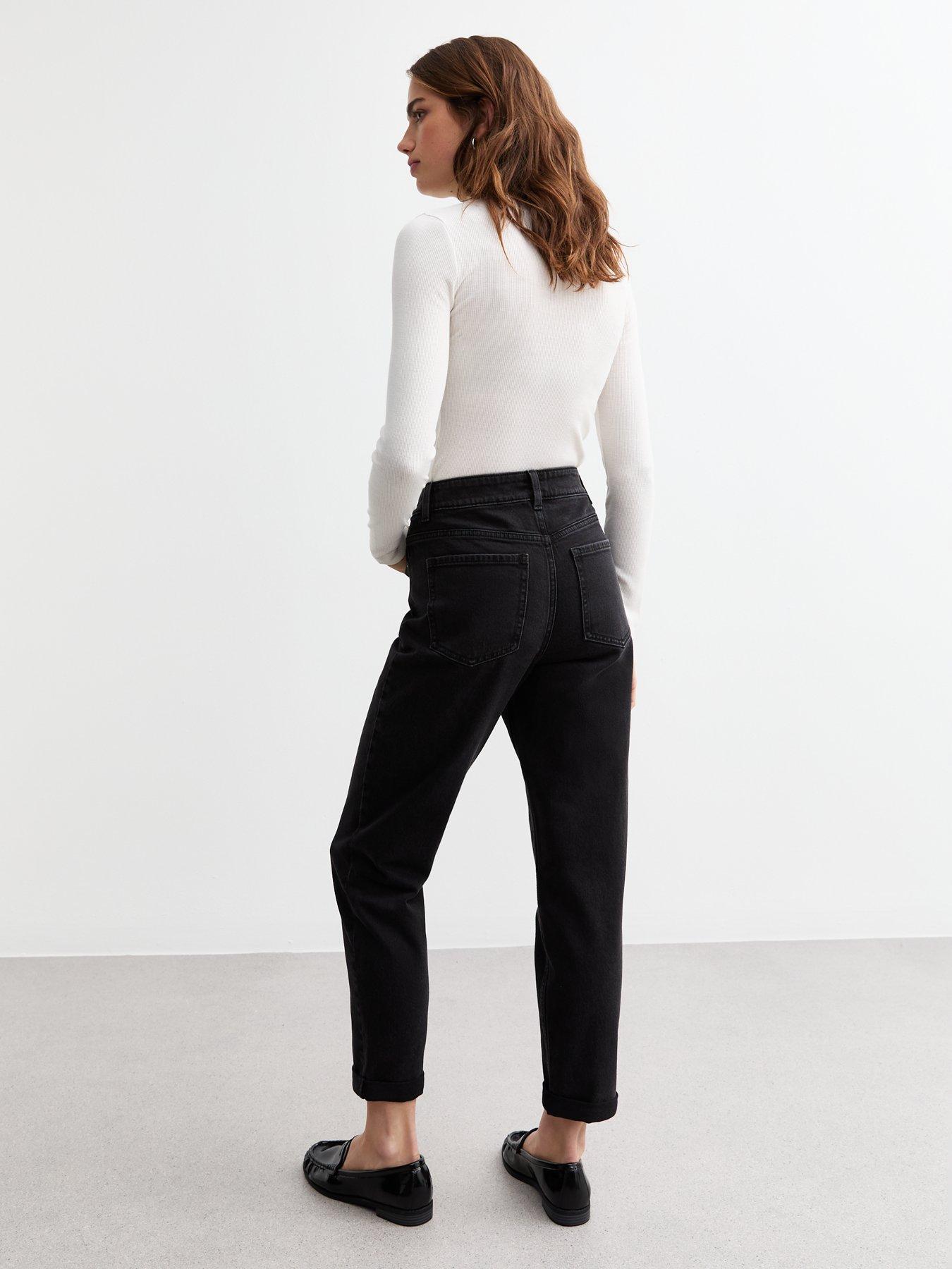 Image 2 of 4 of New Look Washed Black Mom Ankle Grazer Jeans