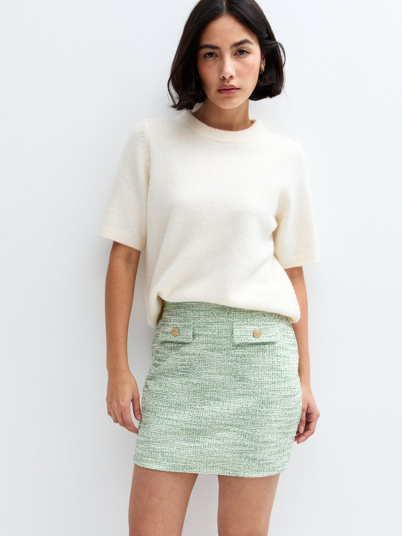 new-look-boucle-mini-skirt-green