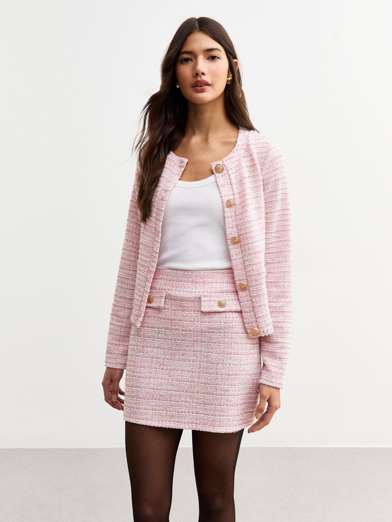 new-look-metallic-boucle-mini-skirt-pink