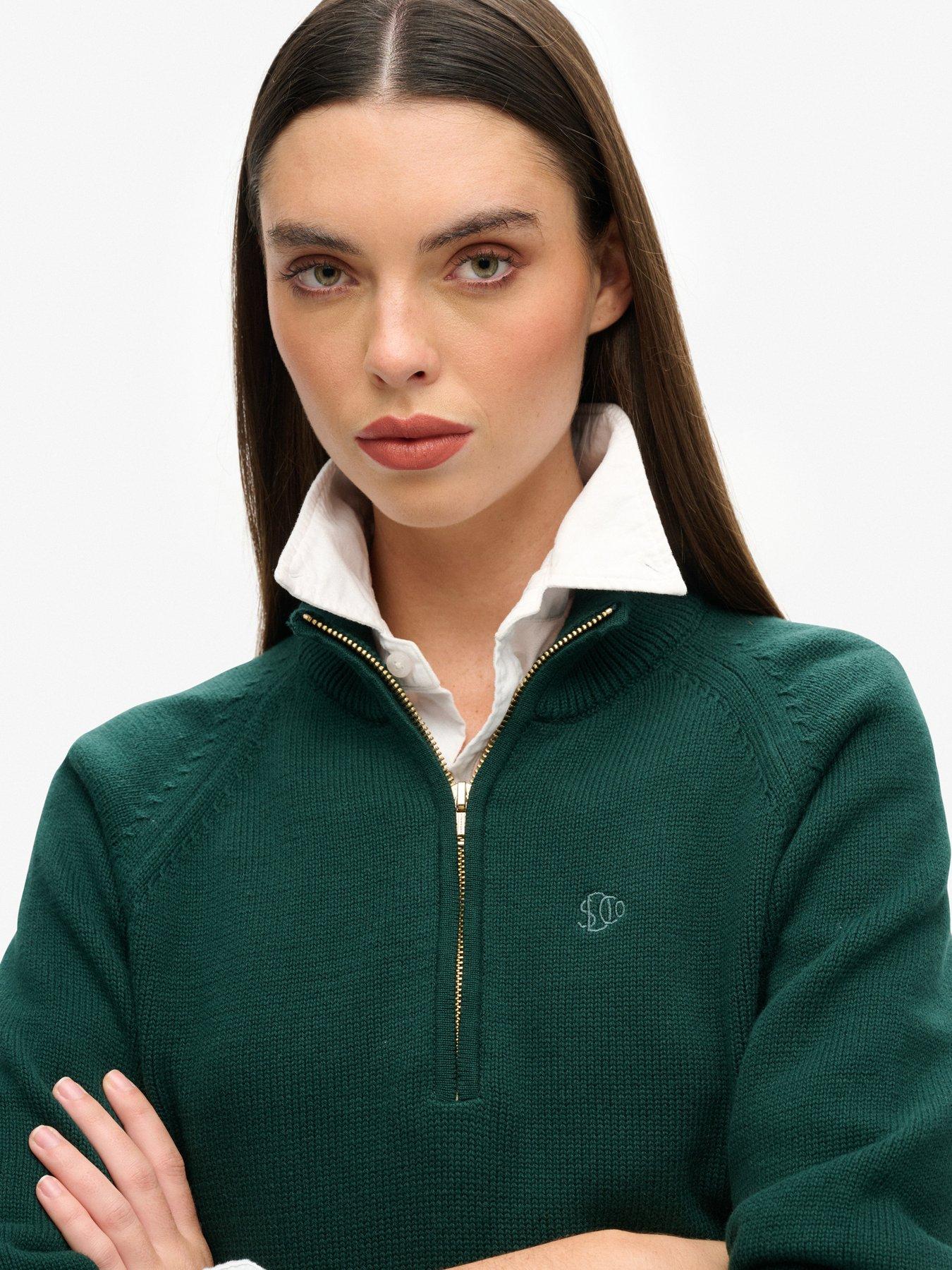 superdry-classic-cotton-knit-half-zip-jumper-greenoutfit