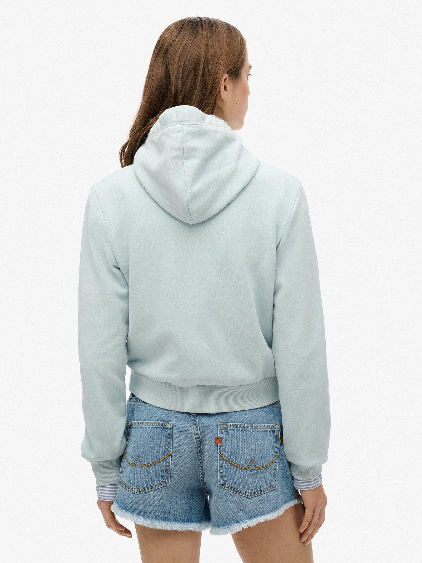 Image 2 of 5 of Superdry Essential Logo Cropped Zip Hoodie - Blue