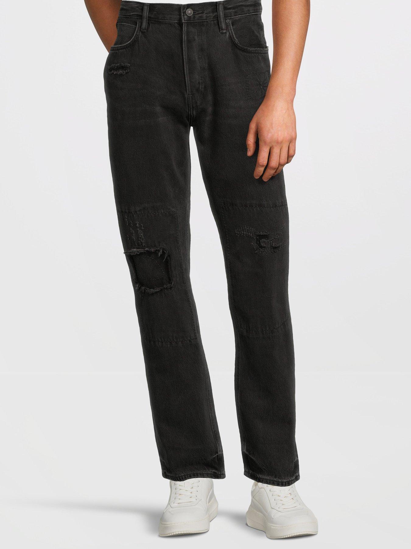 All Saints Reid Repair Straight Fit Jeans-black