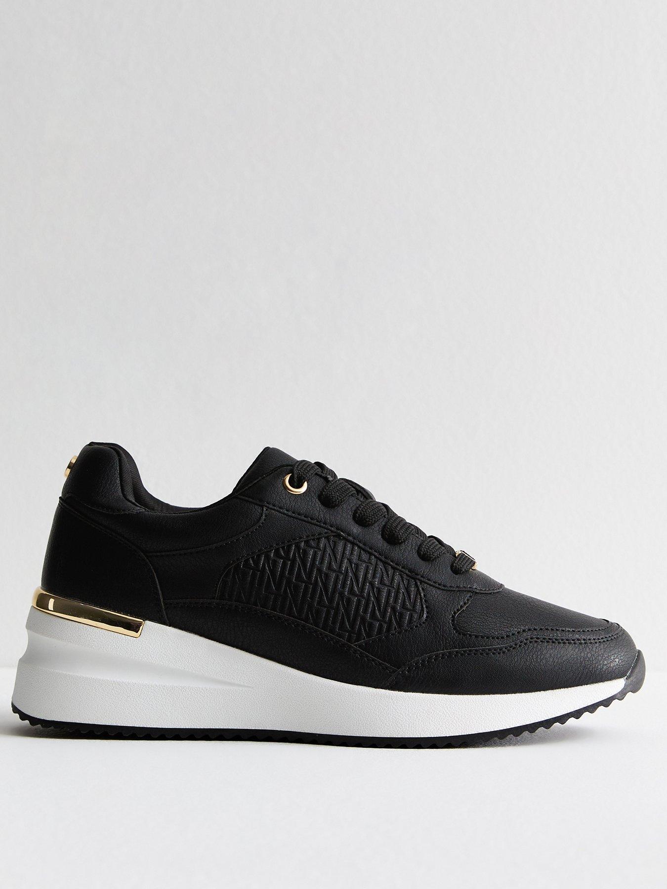 undefined Black Logo Sports Wedge Trainers