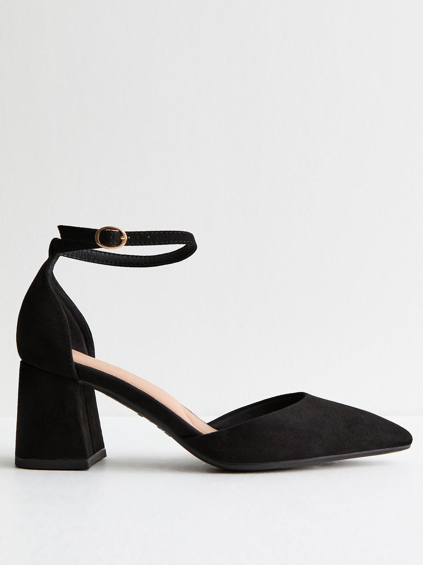 New Look Black Faux Suede Open Court Shoes