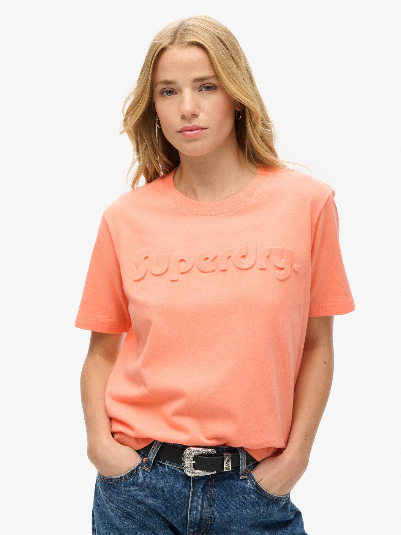 Image of Superdry Embossed Logo Relaxed T-Shirt - Pink