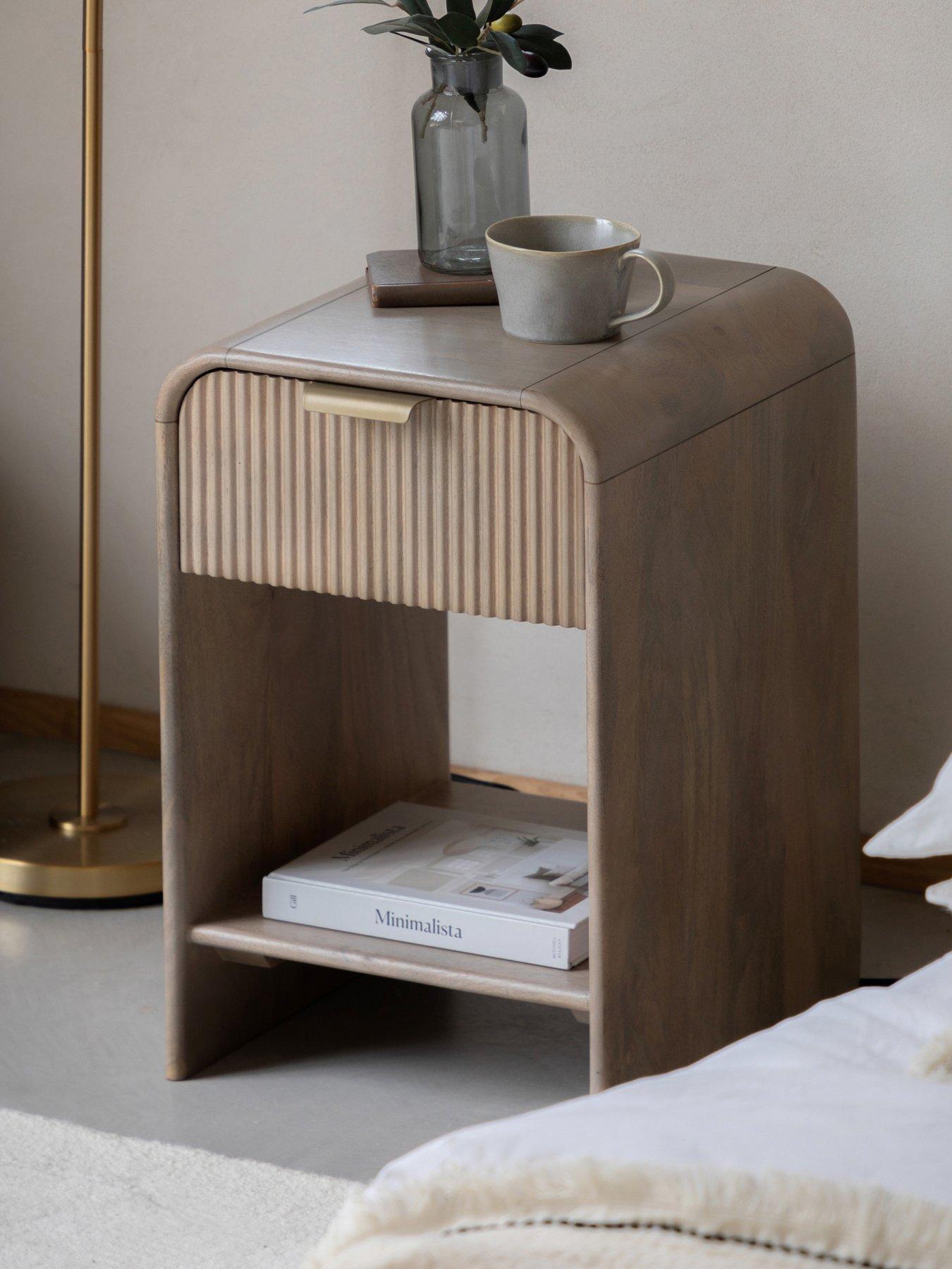 Gallery Direct Tahira 1 Drawer Bed Side Table - with Mango Wood