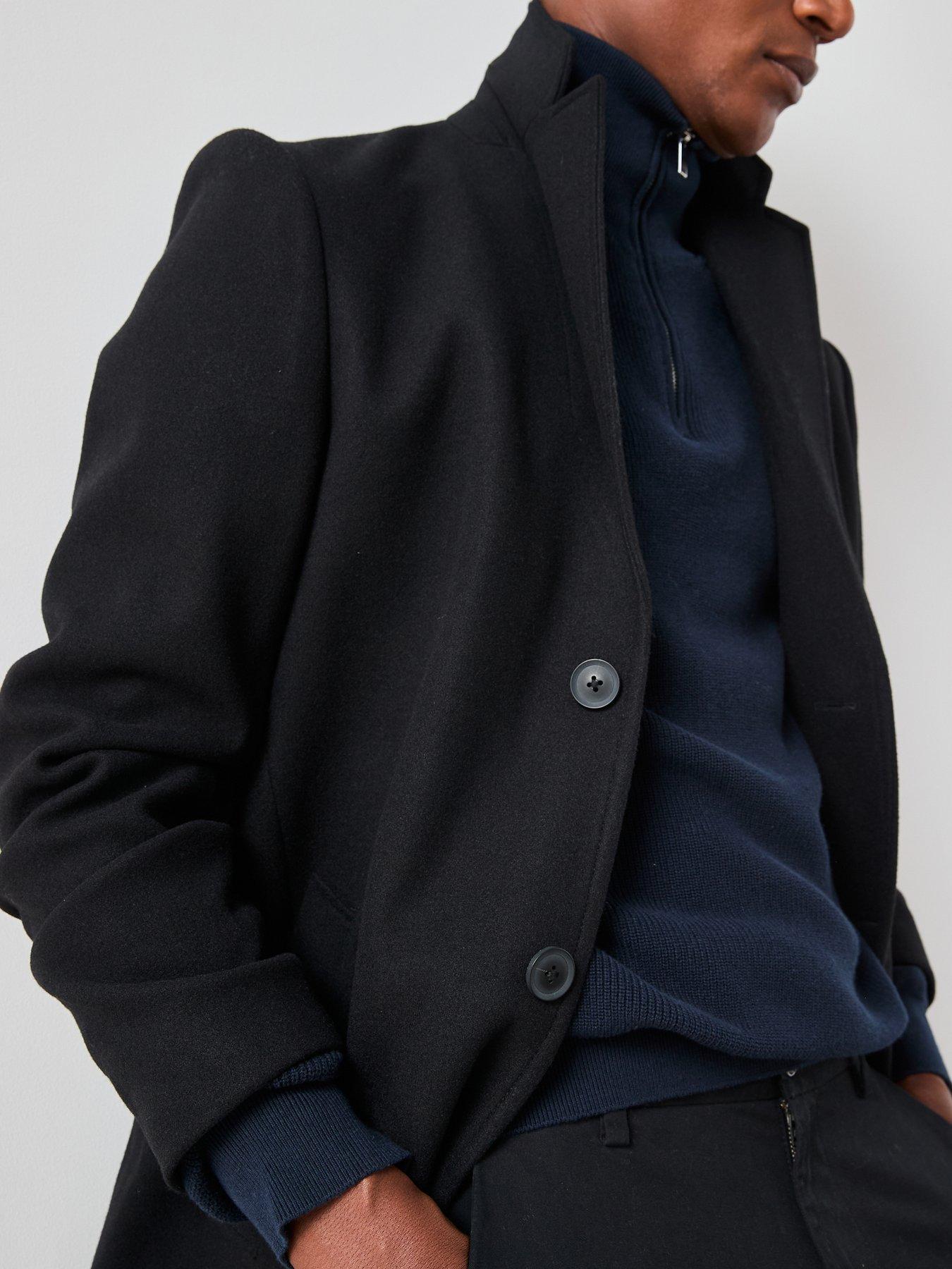 Image 4 of 7 of The Very Collection Notch Collar Overcoat - Black