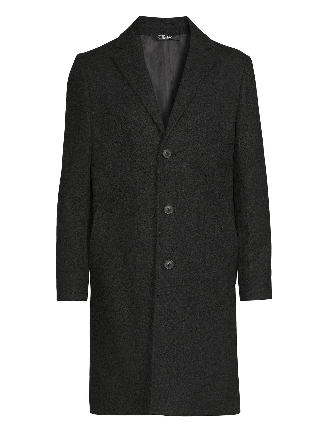 Image 7 of 7 of The Very Collection Notch Collar Overcoat - Black