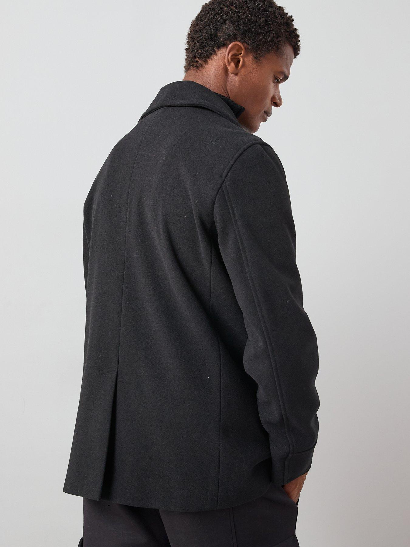 Image 2 of 6 of The Very Collection Double Breasted Peacoat - Black